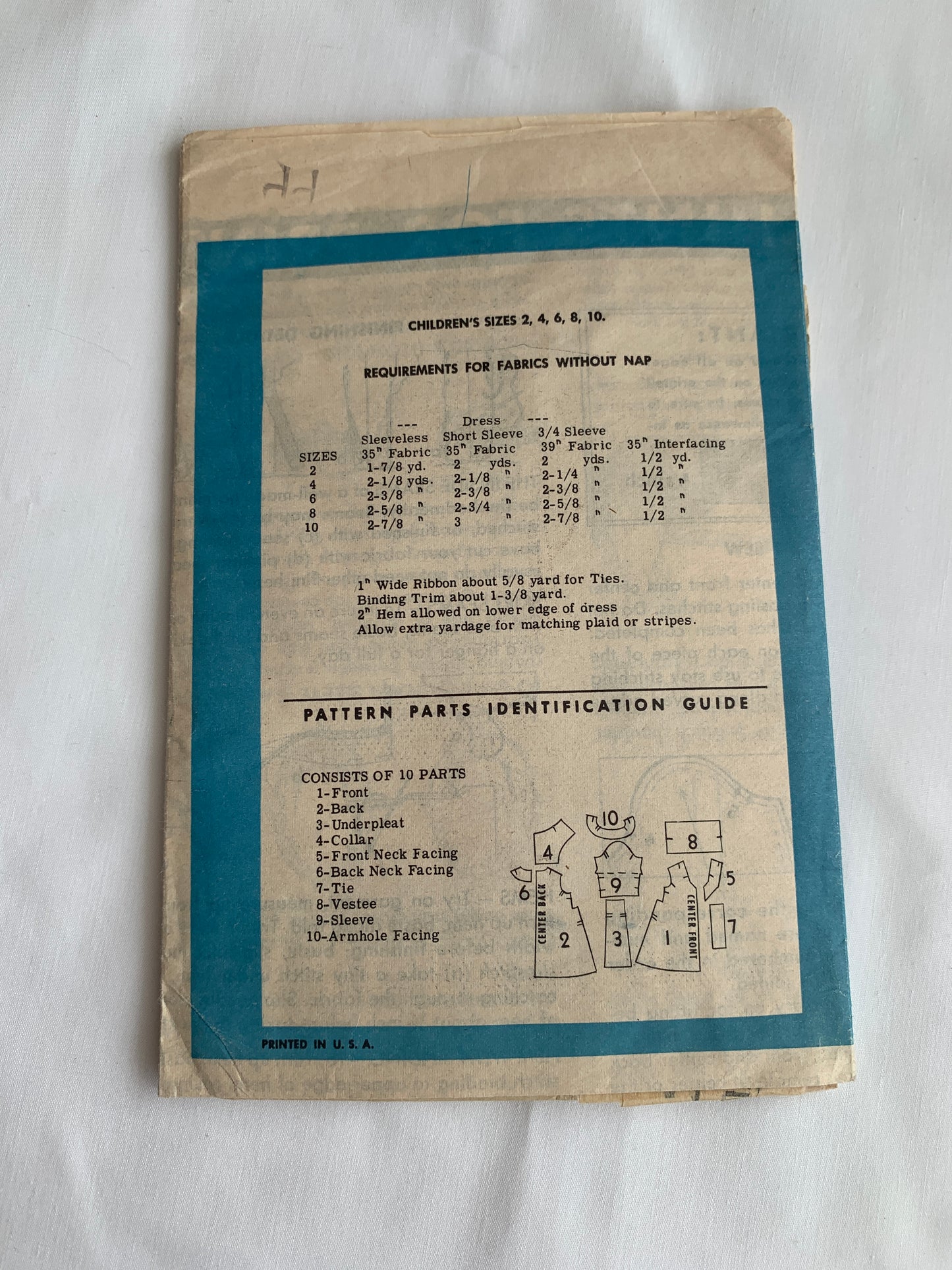 Family Herald Sewing Pattern 4952 Girls' Dress, Sleeveless, Darts, Loose Fitting, Size 6 Cut, Vintage 1967