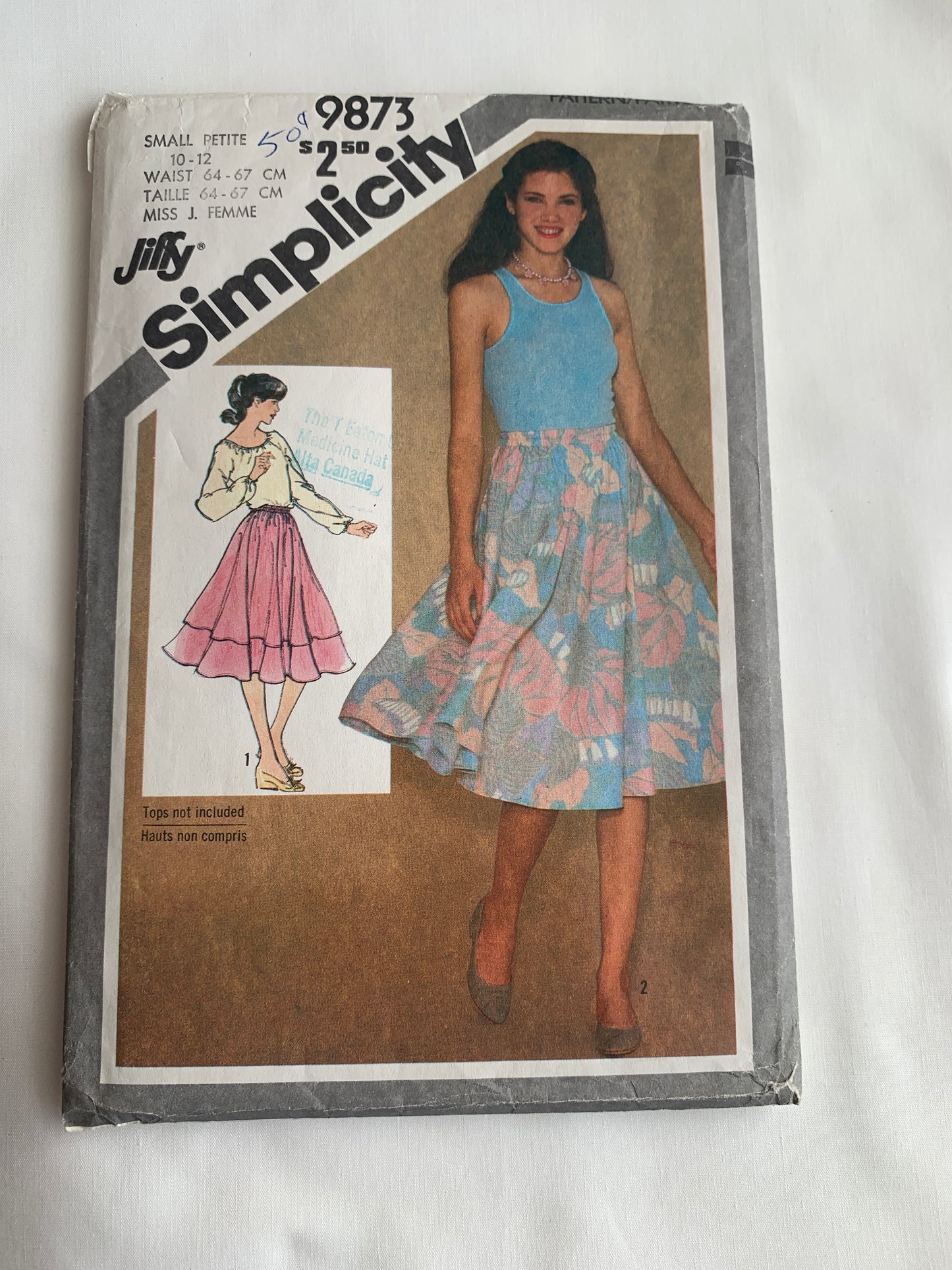 Simplicity Jiffy Sewing Pattern 9873 Misses' Skirt, Elastic Waist, Pull-On, Overskirt, Size 11-12, Uncut, Vintage 1980