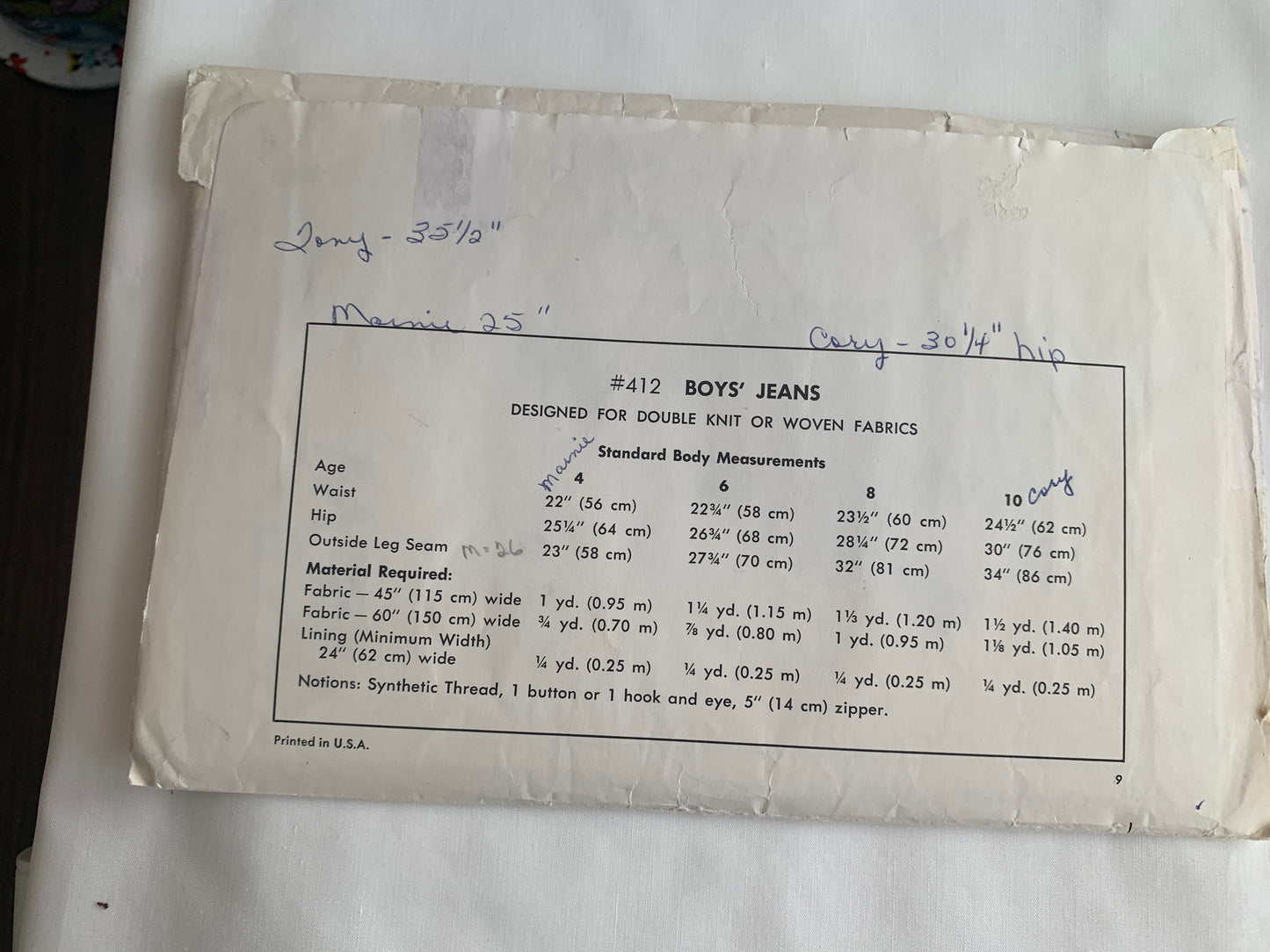 KWIK Sewing Pattern 412 Boys' Pants, Jeans, Size 4-10, Uncut, Vintage 1970