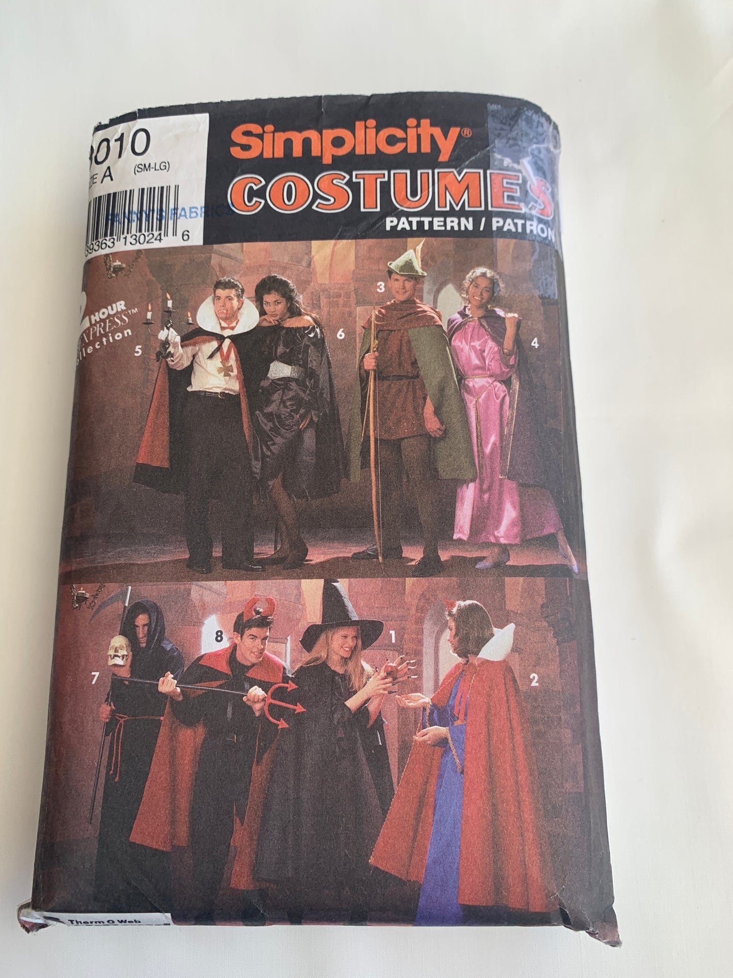 Simplicity Sewing Pattern 8010 Adult Devil, Witch, Vampire, Grim Reaper, Robin Hood, Maid Marion, Snow White, Dracula, Halloween, Dress-Up, Size 34-44, Cut, Vintage 1992