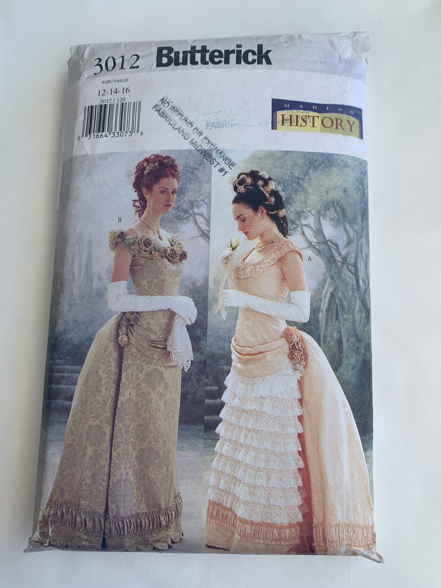 Butterick Sewing Pattern 3012 Misses' Costumes, Halloween, Dress, Victorian, Zipper Back, Close-Fitting, Princess Seams Size 12-16, Cut, 2001