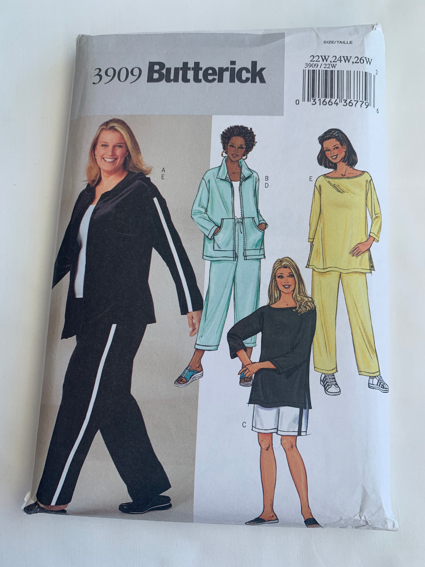 Butterick Sewing Pattern 3467 Misses'/Misses' Petite Jacket, Tunic, Shorts, Pants, Semi-Fitted, Pockets, Size 22W-26W, Cut, 2003