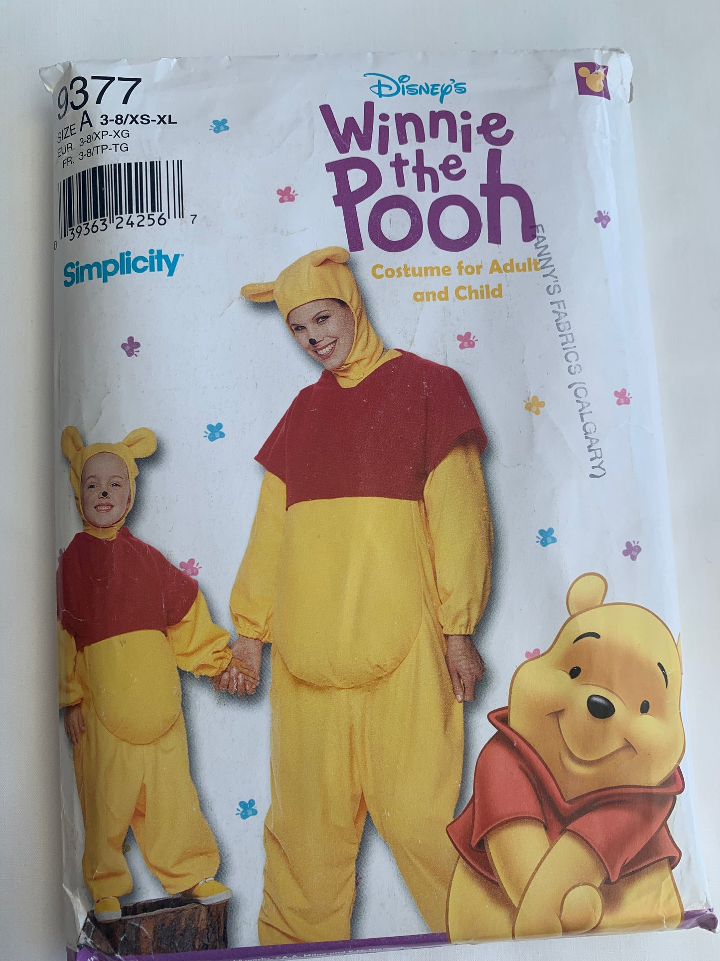 Simplicity Sewing Pattern 9377 Child's/Boys'/Girls' Disney Winnie The Pooh, Costume, Halloween, Jumpsuit, Hood, Tail, Dress-Up, Size 3-8, Uncut, 2000