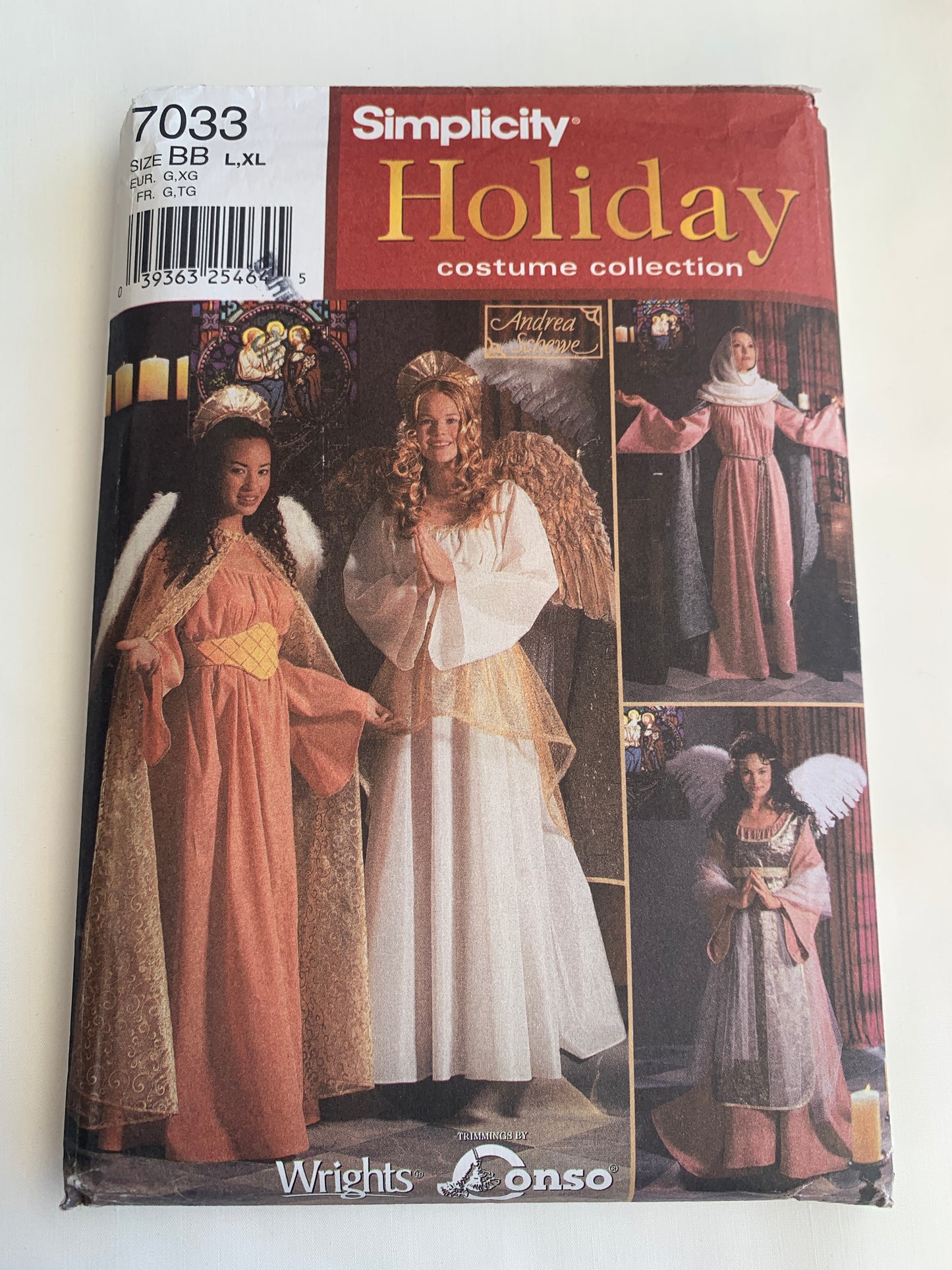 Simplicity Sewing Pattern 7033 Misses' Costumes Angel, Dress, Mary, Biblical, Cape, Halo, Belt, Skirt, Size 18-24, Uncut, 2001