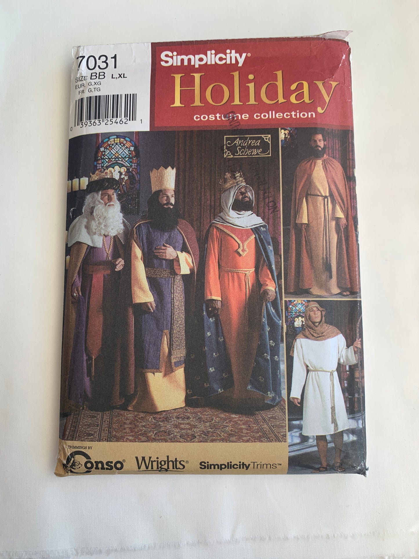 Simplicity Andrea Schewe Sewing Pattern 7031 Misses' Holiday Costumes Three Wise Men, Joseph, Shepard, Accessories, Size 42-48, Uncut, 2001