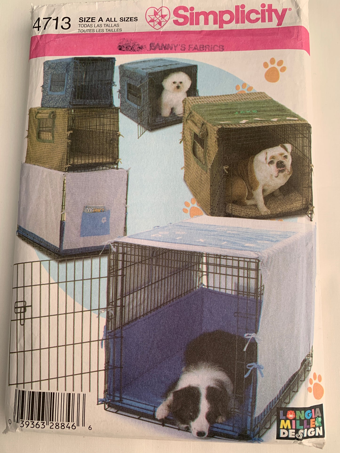 Simplicity Sewing Pattern 4713 Crafts Dog Beds, Accessories, Cage Covers, Crate Covers, 3 Sizes, Uncut, 2004