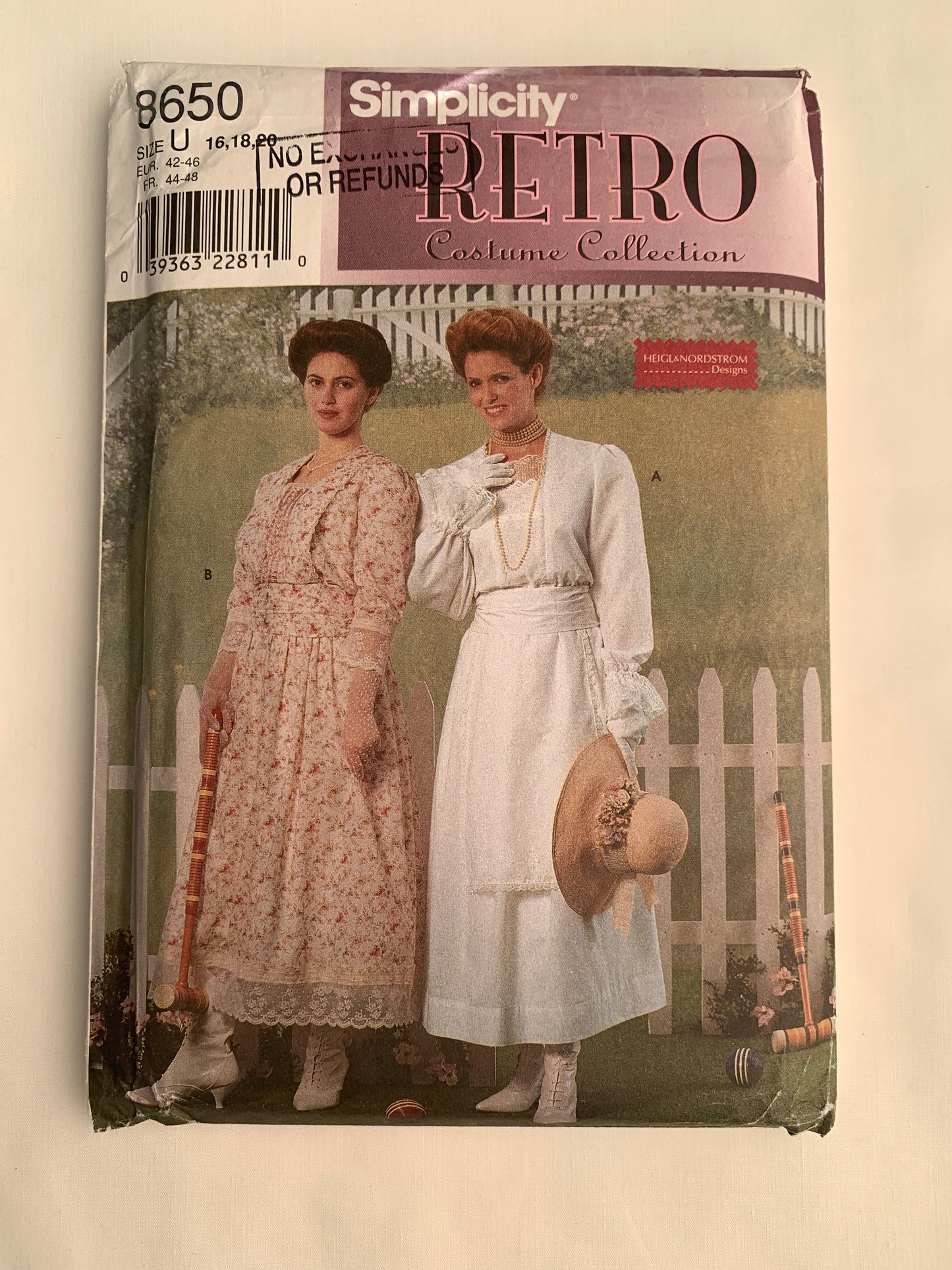Simplicity Sewing Pattern 8650 Misses' Dress Costumes, Edwardian, Titanic, Downton Abbey, Long Sleeves, Loose Fitting, Zipper Back, Size 16-20, Uncut, Vintage 1999