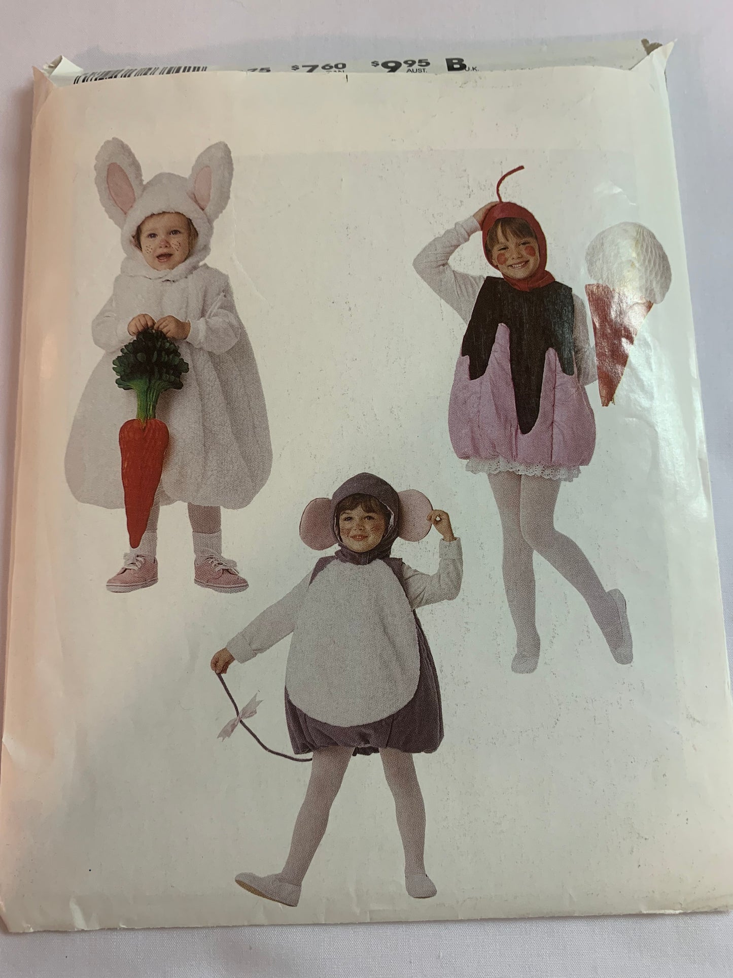 McCall's Sewing Pattern P354 Children's/Boy's/Girls' Costumes, Halloween, Dress-Up, Penquin Jack-O-Lanter, Bumble Bee, Humpty dumpty, Mouse,Bunny, Penquin, Ice Cream Sundae. Size 3-4, Uncut, Vintage 1998