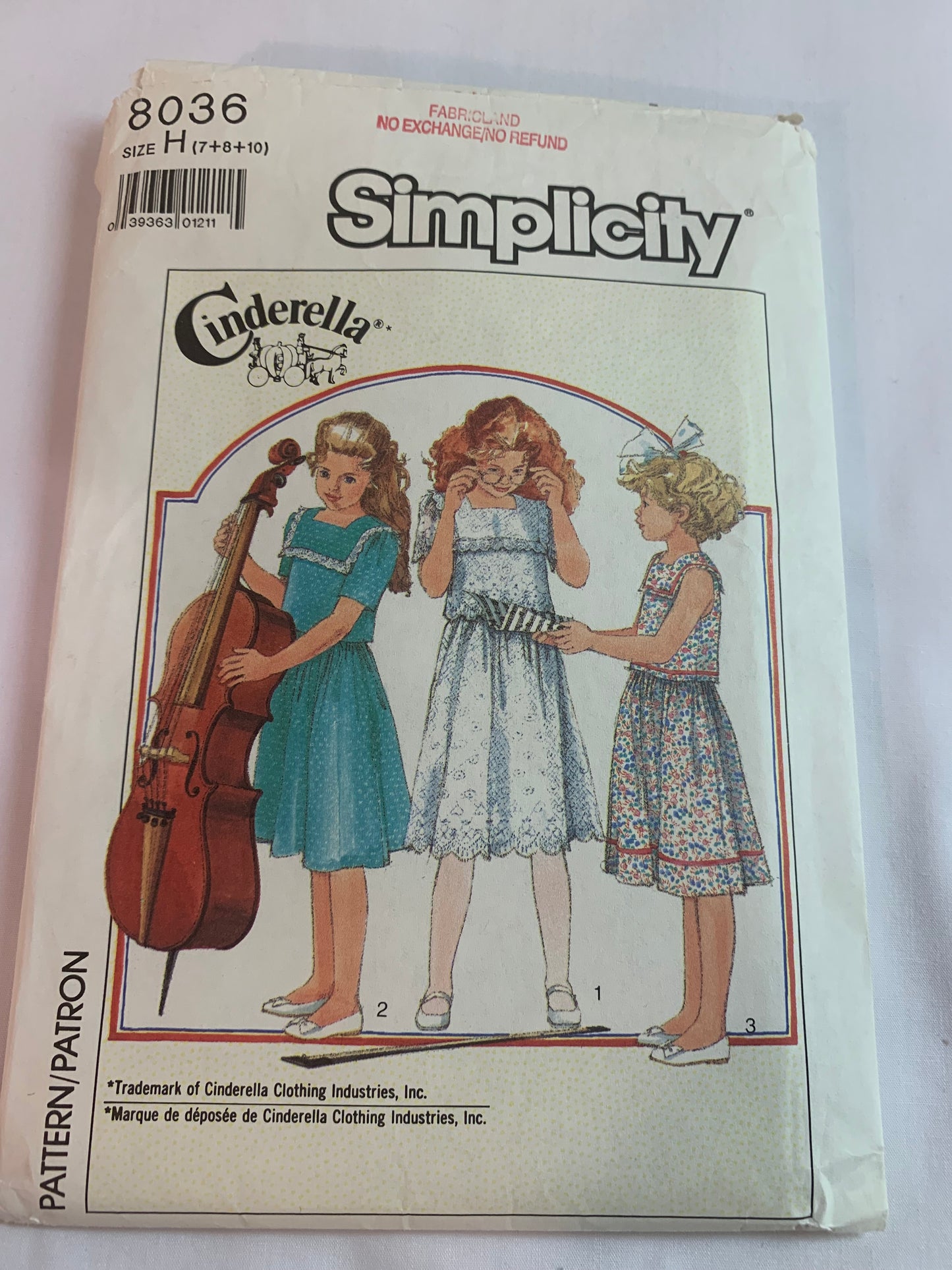 Simplicity Sewing Pattern 8036 Girls' Dress, Lined, Elastic Waist, Collar, Gathered Skirt, Short Sleeves, 3 Variations, Size 7-10, Uncut, Vintage 1986