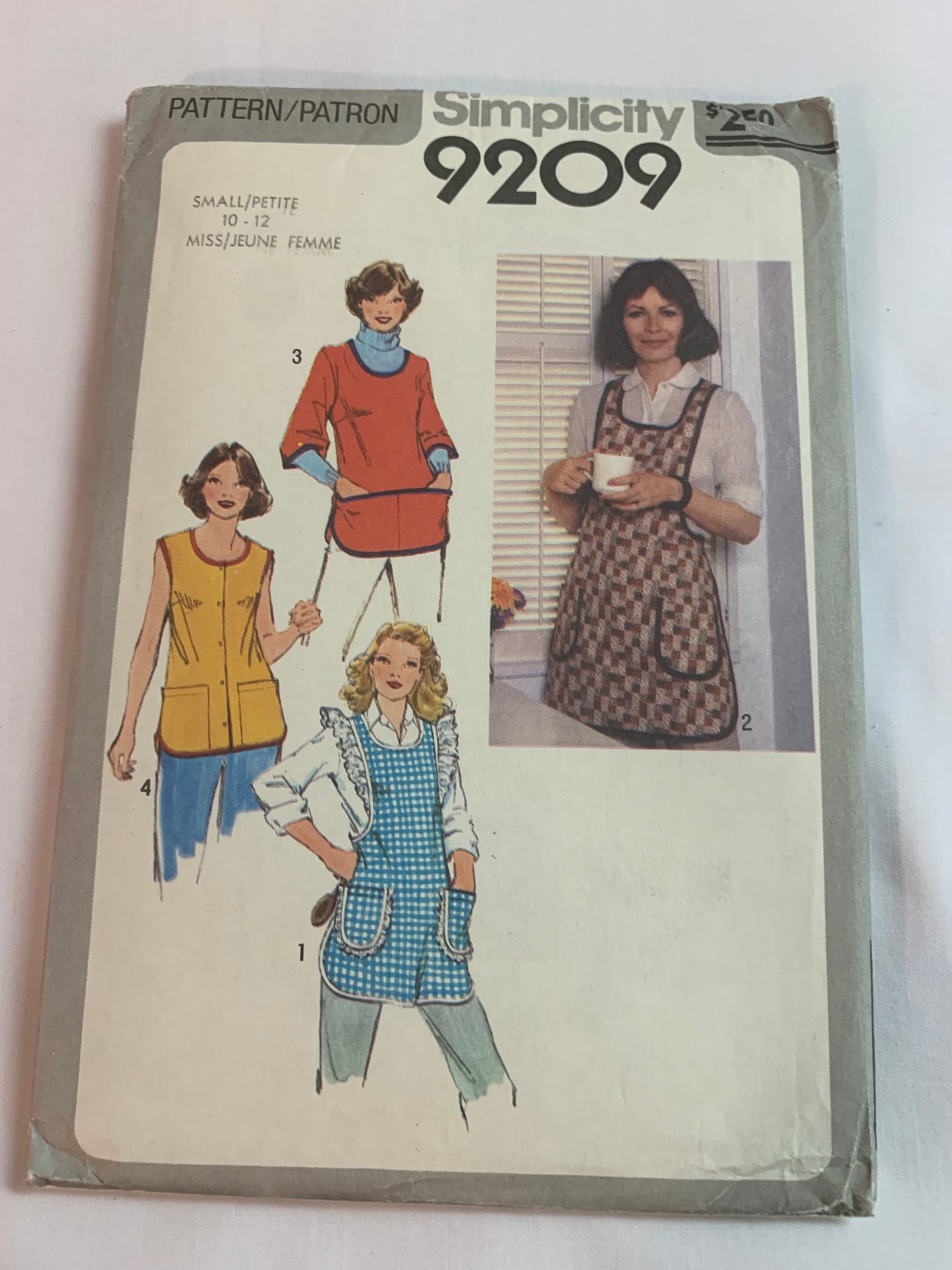 Simplicity Sewing Pattern 9209 Misses' Aprons, Pockets, Tie Ends, Button Back/Front, Over The Head, Size 10-12, Uncut, Vintage 1979