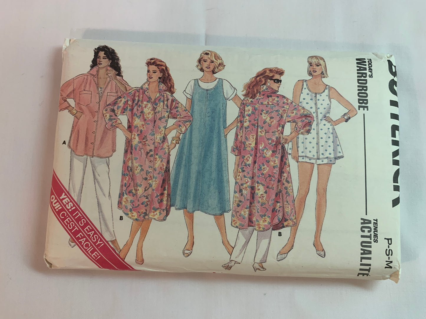 Butterick Sewing Pattern 3915 Misses' Maternity Dress, Top, Pants, Shorts, Jumper, Shirt, Loose-Fitting, Flared, Long Sleeves, Sleeveless, Elastic Waist, Pockets, Size 6-14, Uncut, Vintage 1986