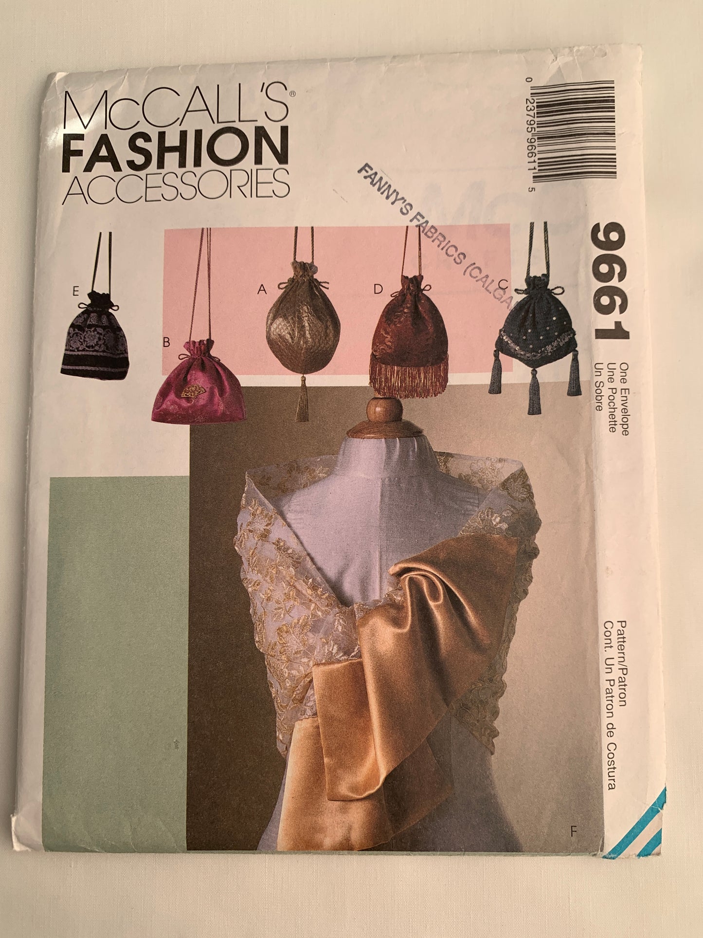 McCall's Sewing Pattern 9661 Crafts, Drawstring Bag, Purse, Scarf, Fringe, Uncut, Vintage 1998