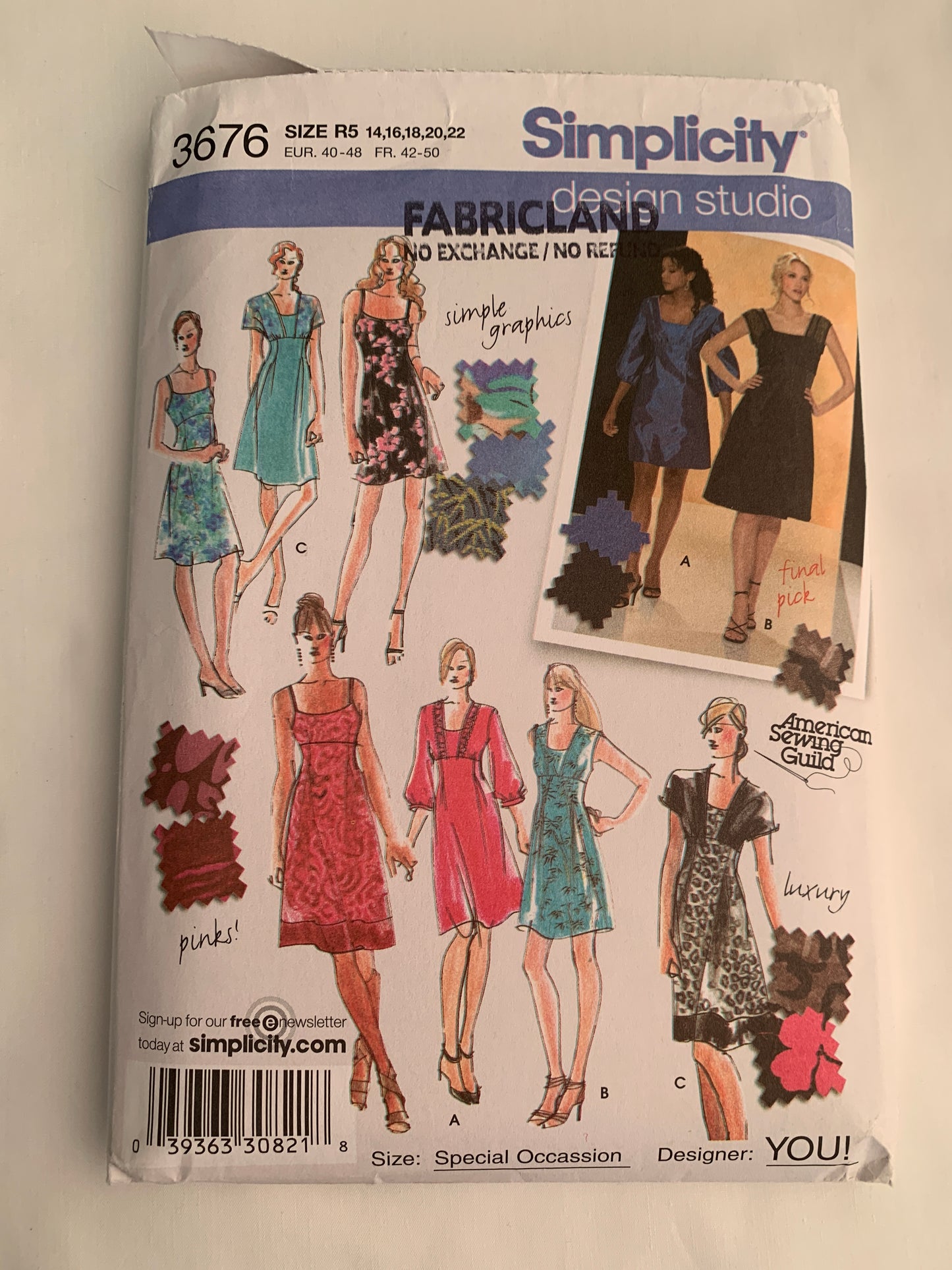 Simplicity Sewing Pattern 3676 Misses' Dress, Zipper Back, Two Lengths, Long/Short Sleeves, Sleeveless, Size 14-22, Cut, 2007