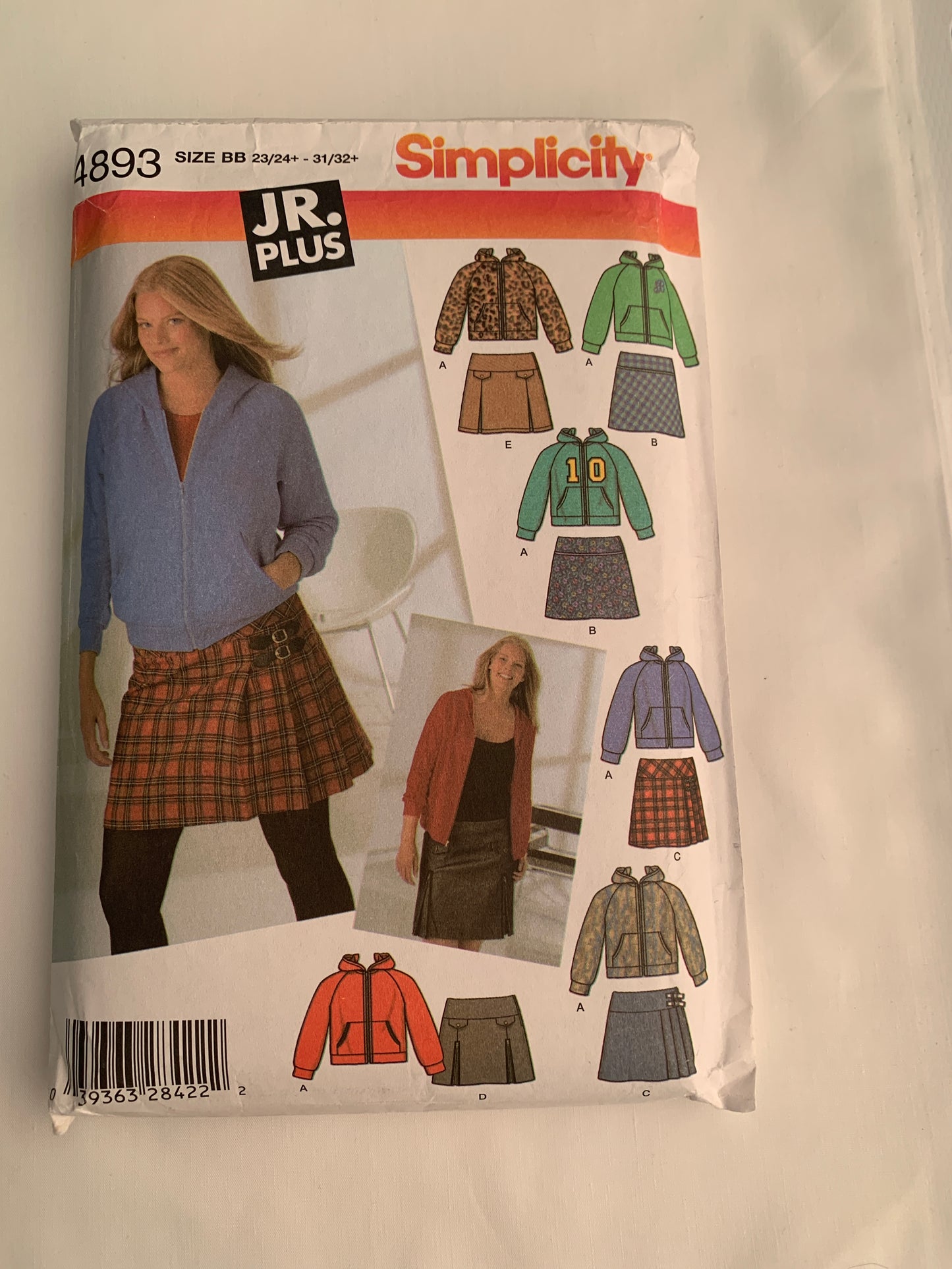 Simplicity Sewing Pattern 4893 Junior/Teens'/Misses' Mini Dress, Knit Hoodie, Long Sleeves, Zipper Front, Size 23-32, Cut,2004