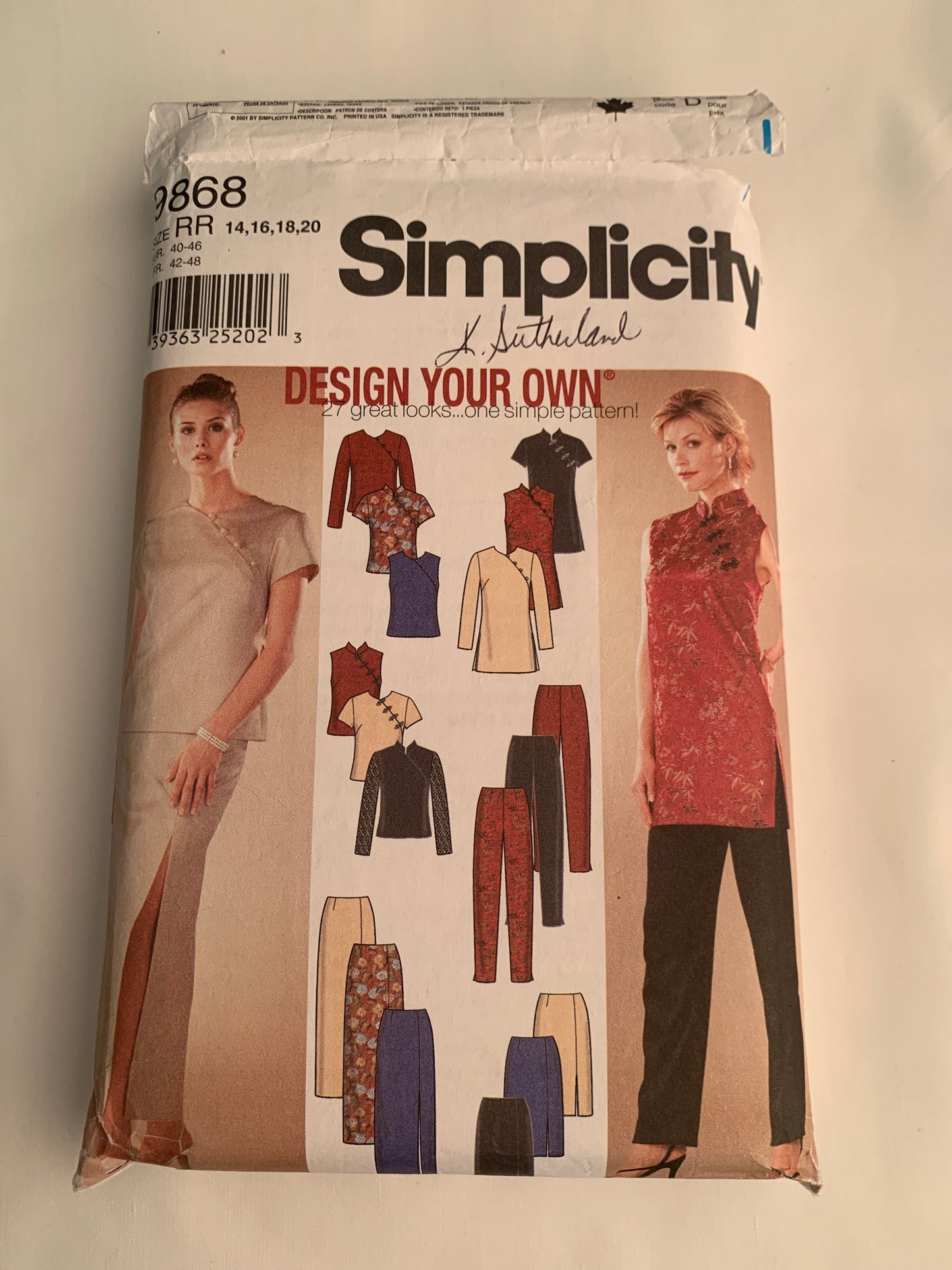 Simplicity Sewing Pattern 9868 Misses'/Miss Petite, Skirt, Top, Pants, Tunic, Long/Short Sleeves, Zipper Back, Size 14-20, Cut, 2001