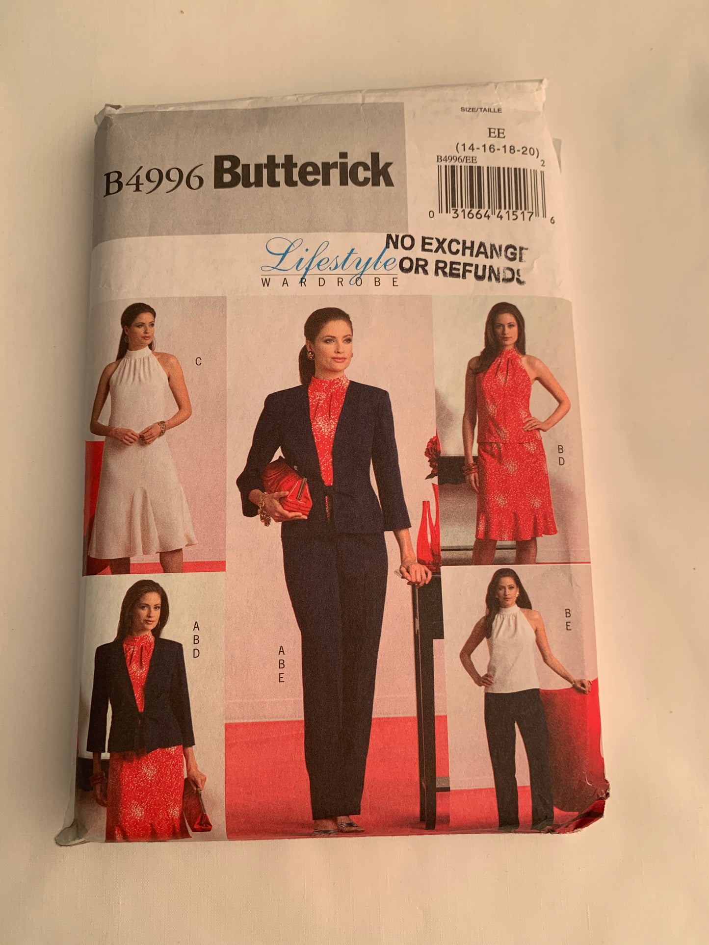 Butterick Sewing Pattern B4996 Misses'/Misses' Petite Jacket, Top, Dress, Pants, Skirt, Sleeveless, Size 14-20, Cut, 2007