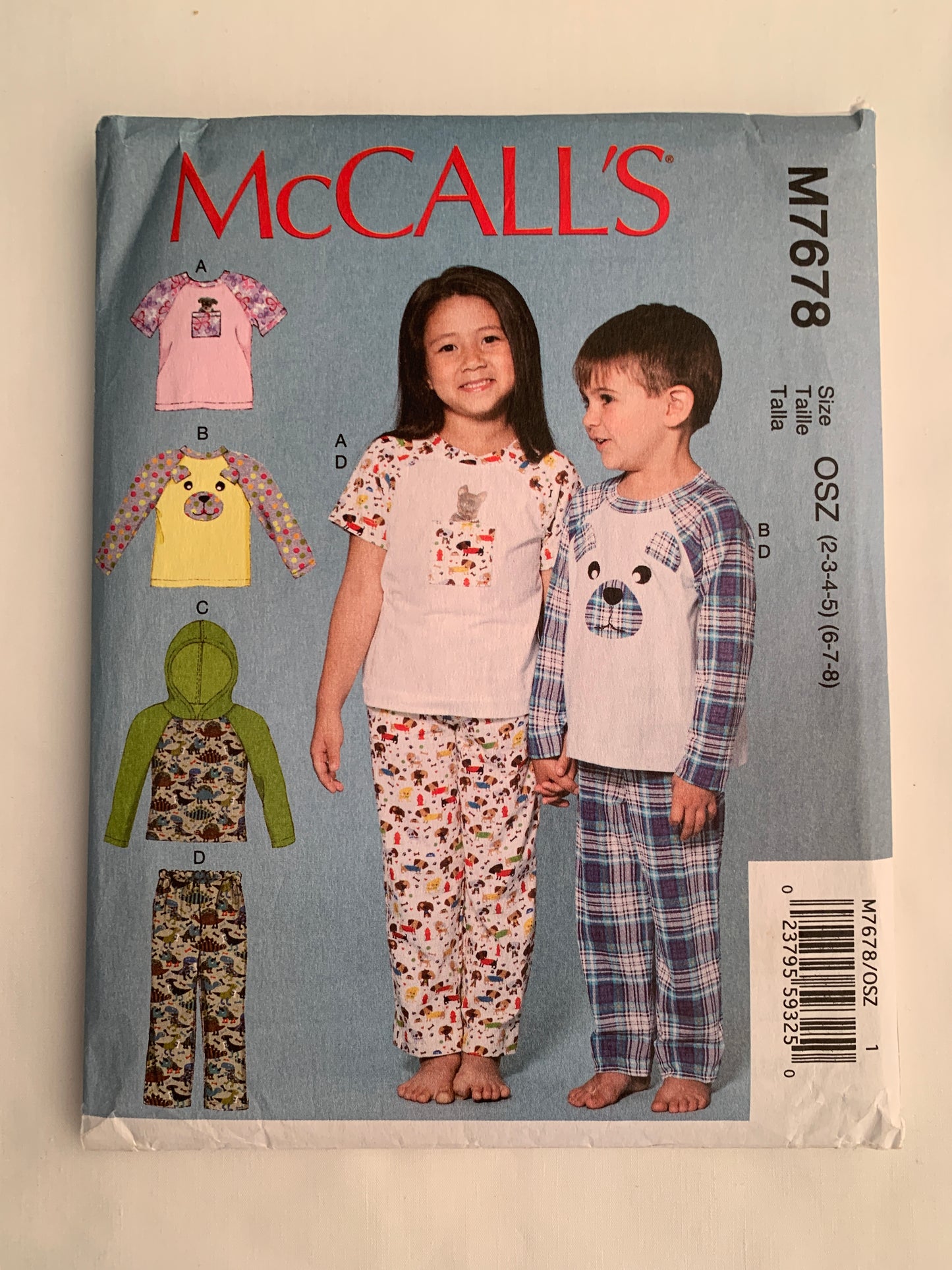McCalls Sewing Pattern M76789 Boys'/Girls' Sleepwear, Pajamas, Top, Pants, Hood, Pullover, Pull-On, Size 2-5, Cut, 2017