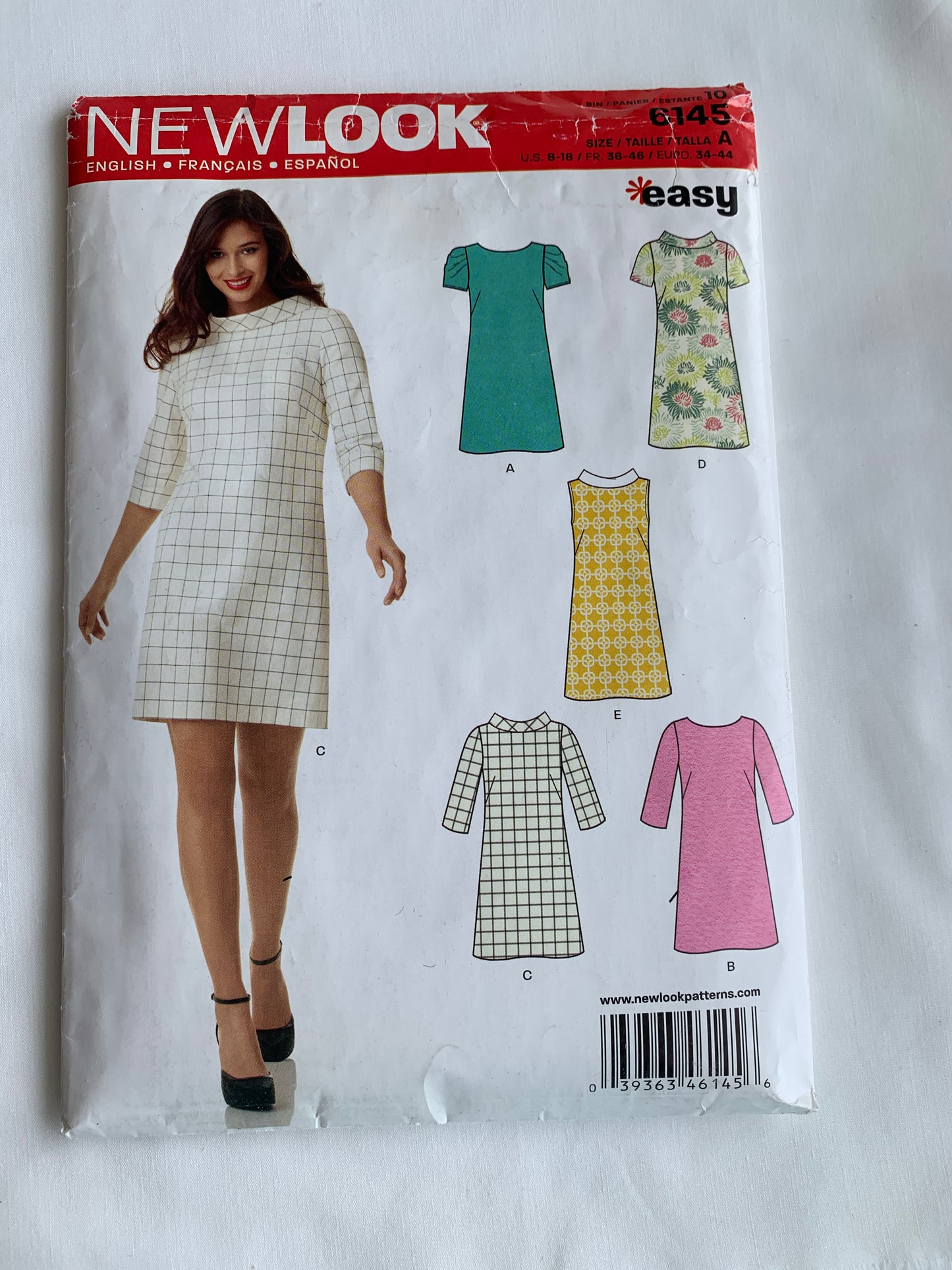Simplicity New Look Sewing Pattern 6145 Misses' Dress, 5 Variations, Straight, Long/Short Sleeves, Sleeveless, Zipper Back, Size 8-12, Cut, 2012