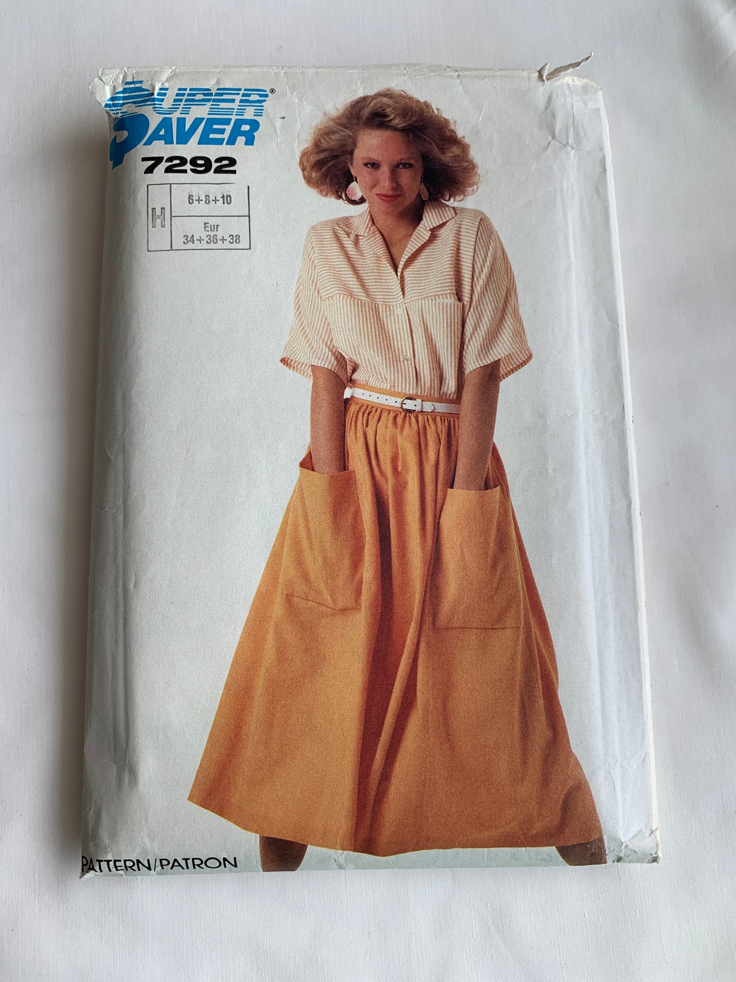Simplicity Super Saver Sewing Pattern 7292 Skirt, Top, Loose-Fitting, Collar, Pockets, Dolman Sleeves, Side Zipper, Size 6-10, Cut, Vintage 1985