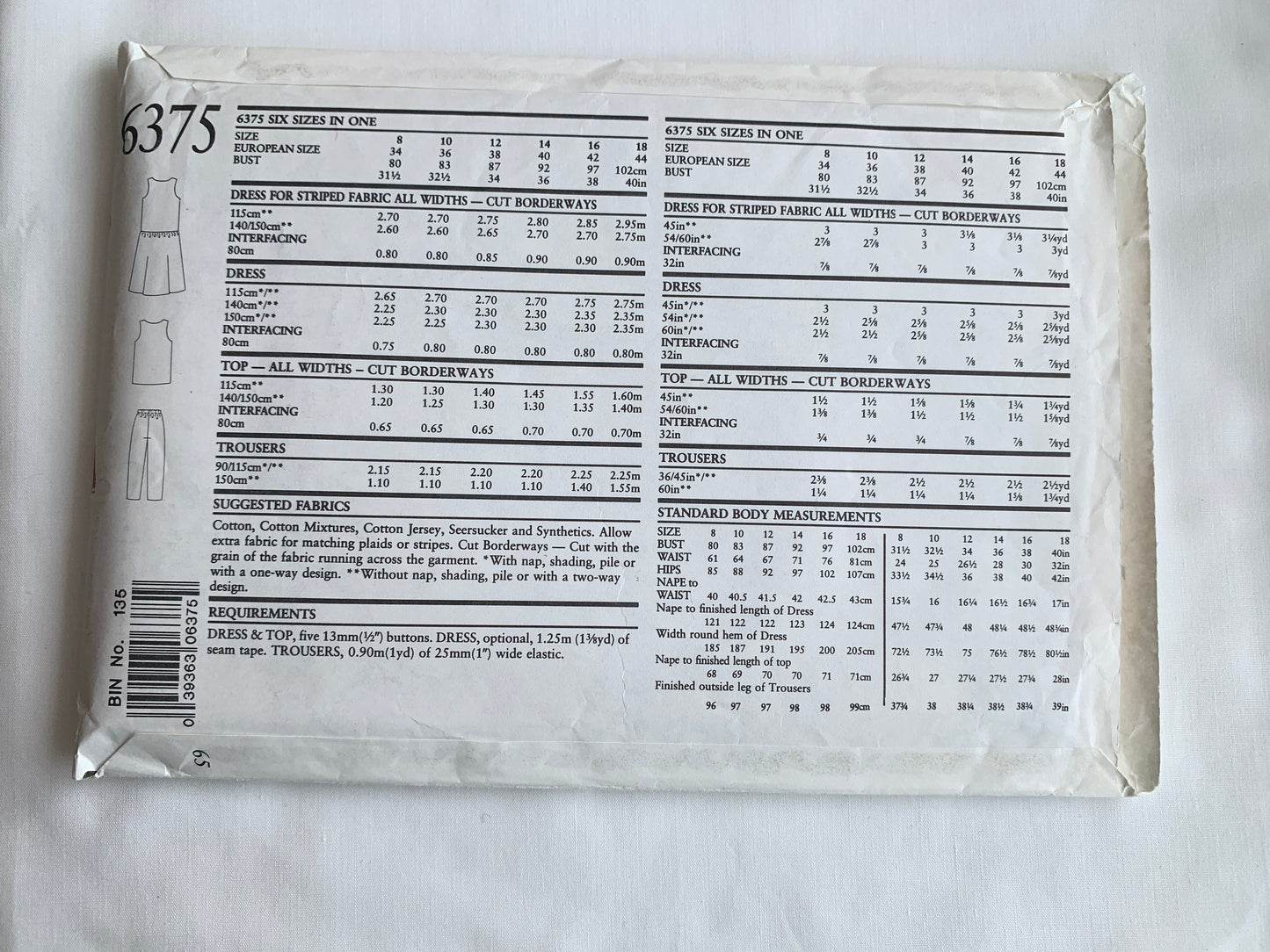 Simplicity New Look Sewing Pattern 6375 Misses' Dress, Pants, Top, Sleeveless, Elastic Waist, Size 8-18, Cut, Vintage 1990