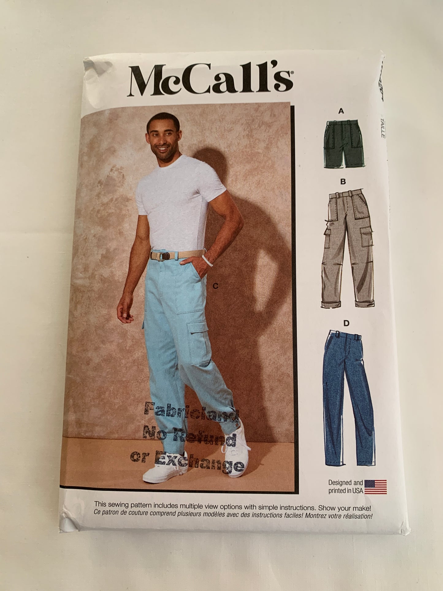 McCall's Sewing Pattern M8264 Men's Pants, Shorts, Pockets, Fly Zipper, Two Lengths, Size 34-52, Uncut, 2022