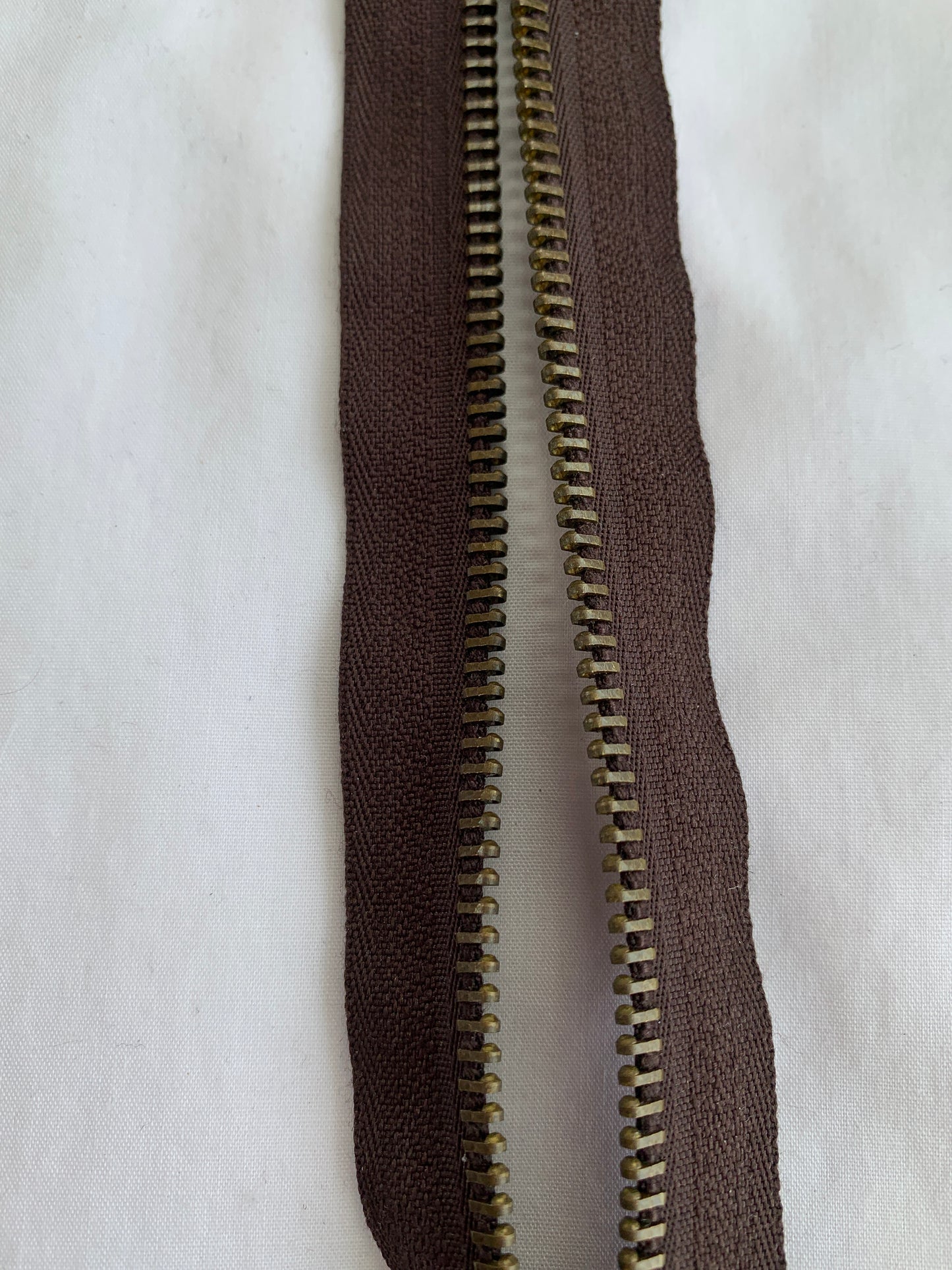 Metal Zipper, Separating, 22 Inch, Brown Color, New