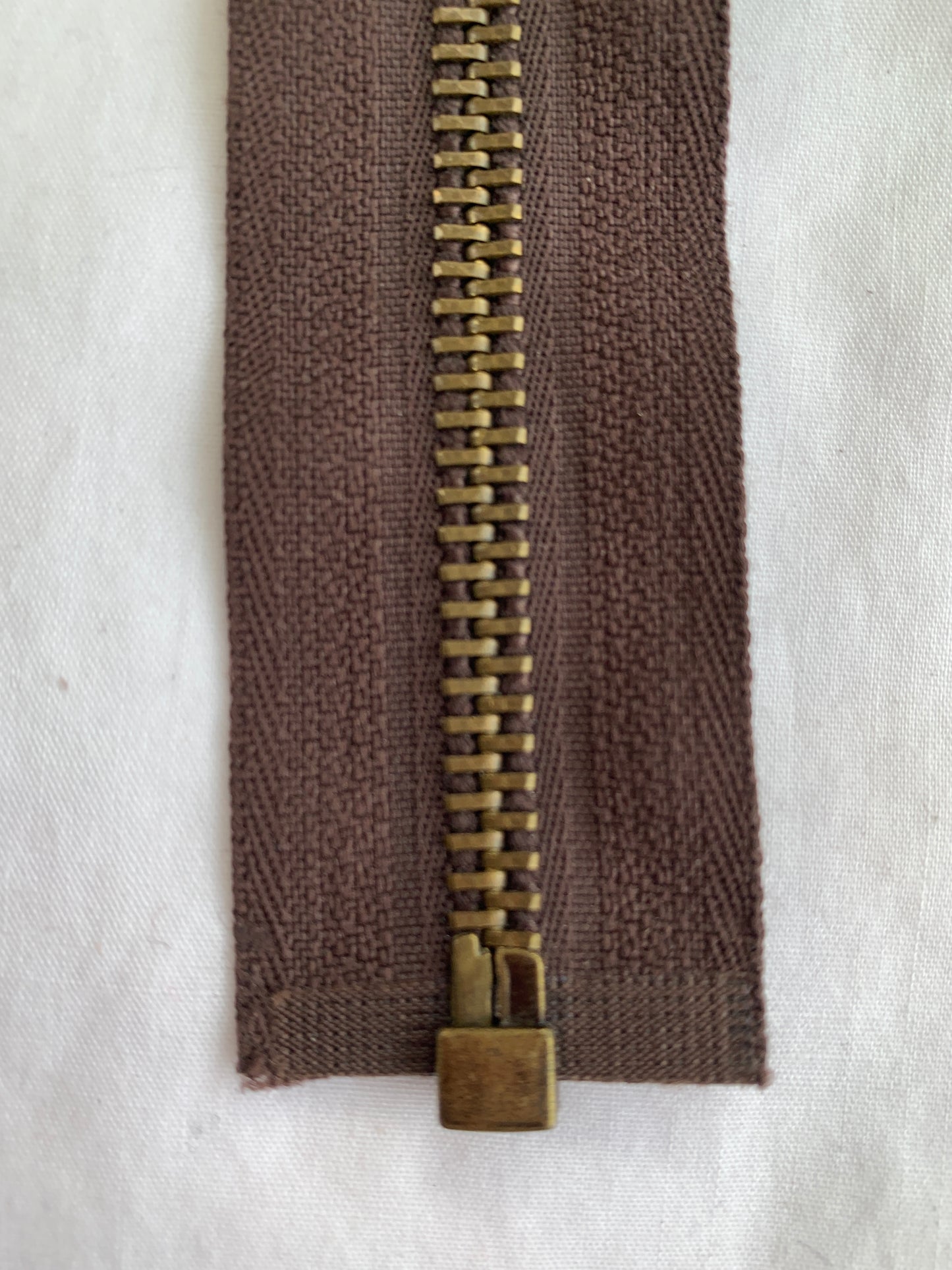 Metal Zipper, Separating, 22 Inch, Brown Color, New