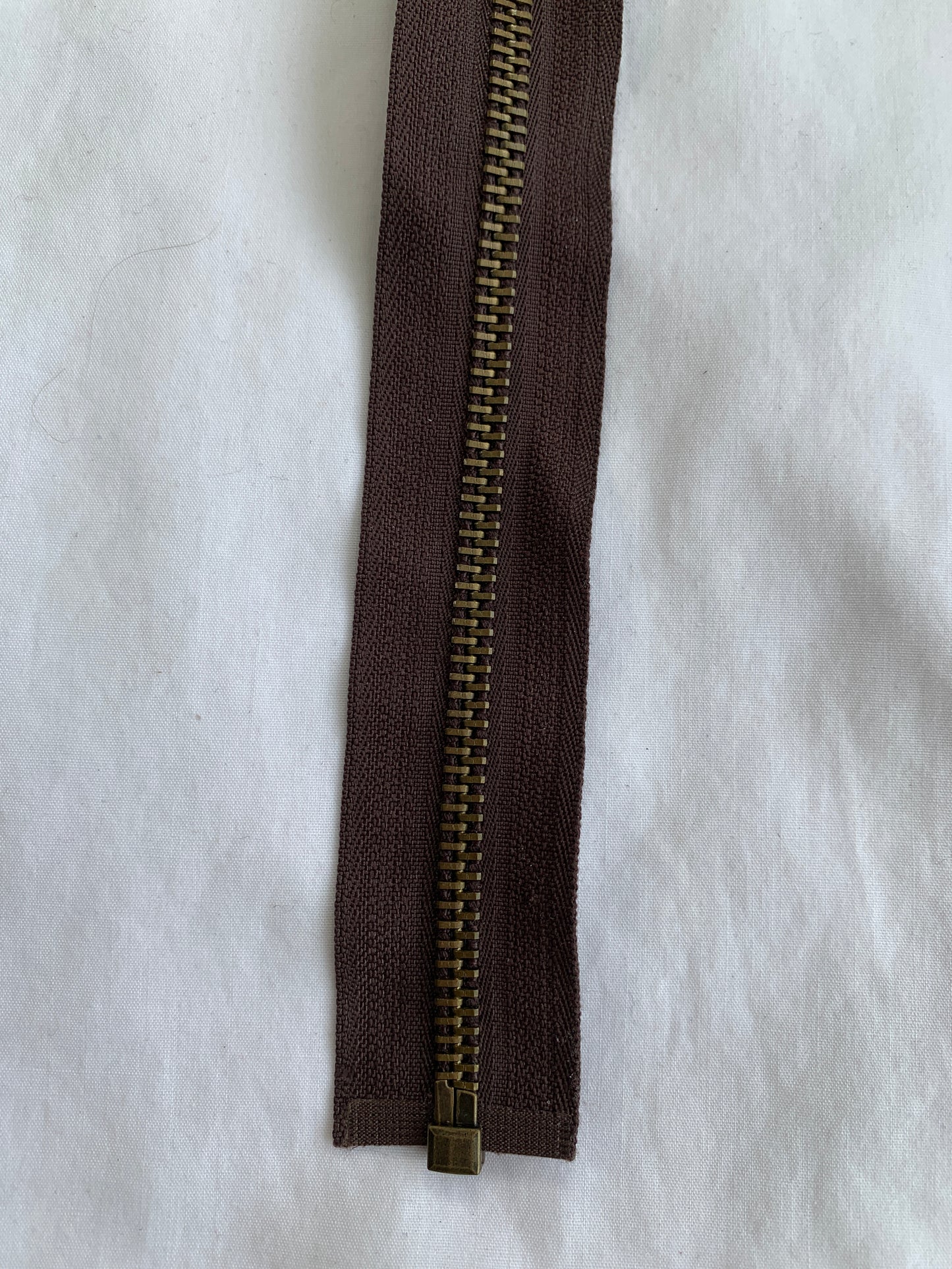Metal Zipper, Separating, 28 Inch, Brown Color, New