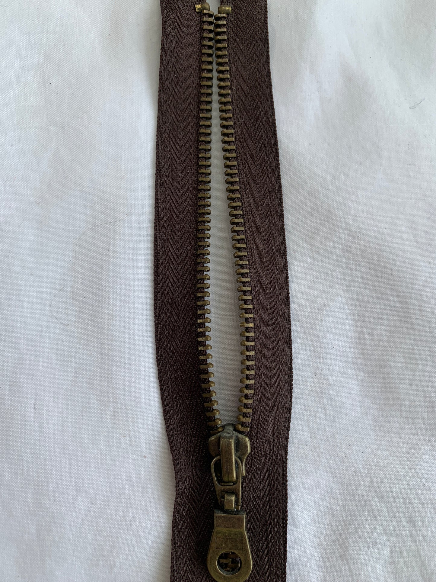 Metal Zipper, Separating, 14 Inch, Brown Color, New