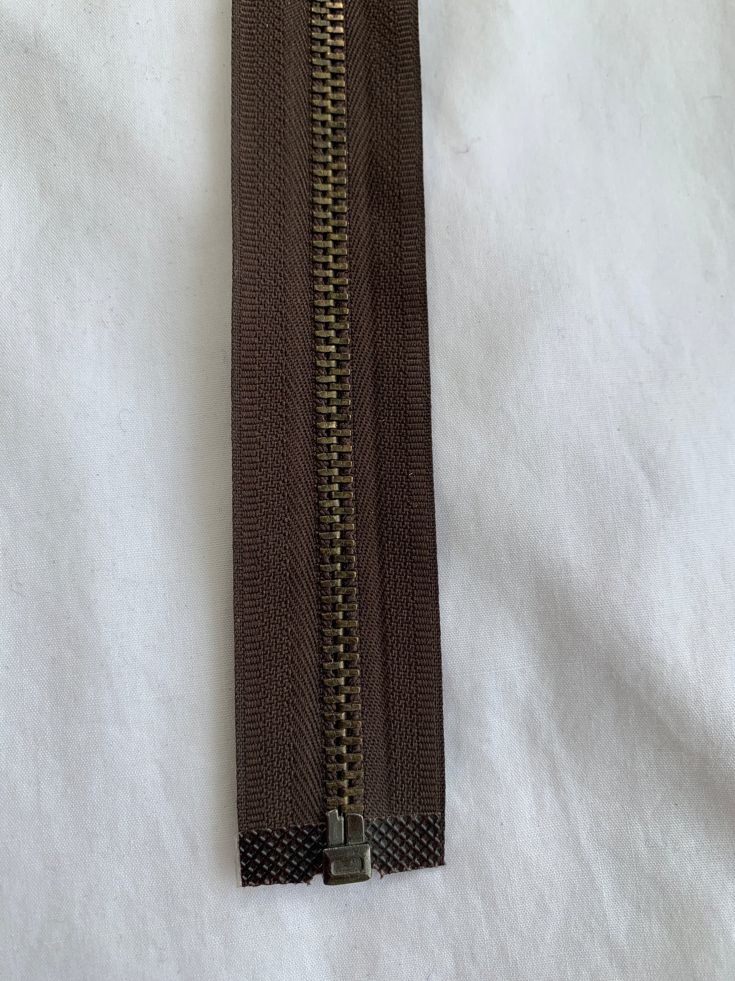 Metal Zipper, Separating, 16 Inch, Brown Color, New