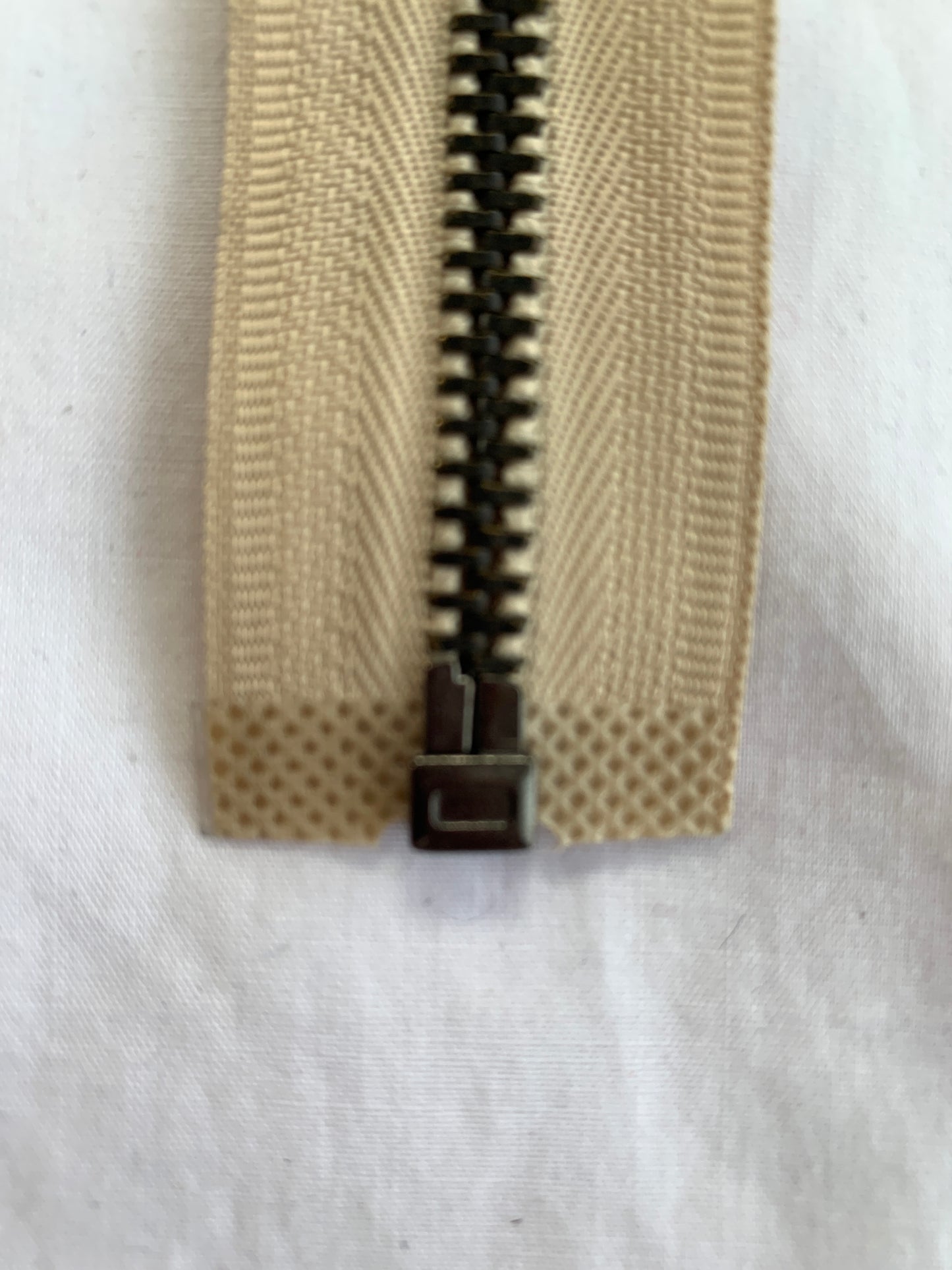 Metal Zipper, Separating, 20 Inch, Light Brown Color, New