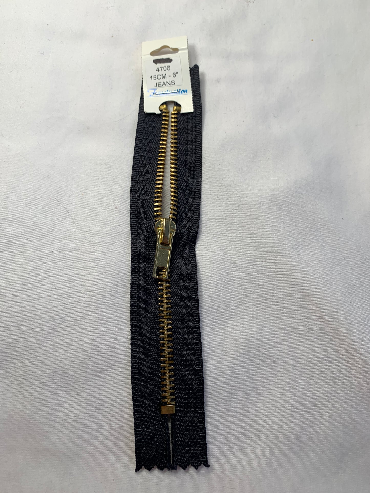 Metal Zipper, Non-Separating, 6 Inch, Navy Blue Color, New