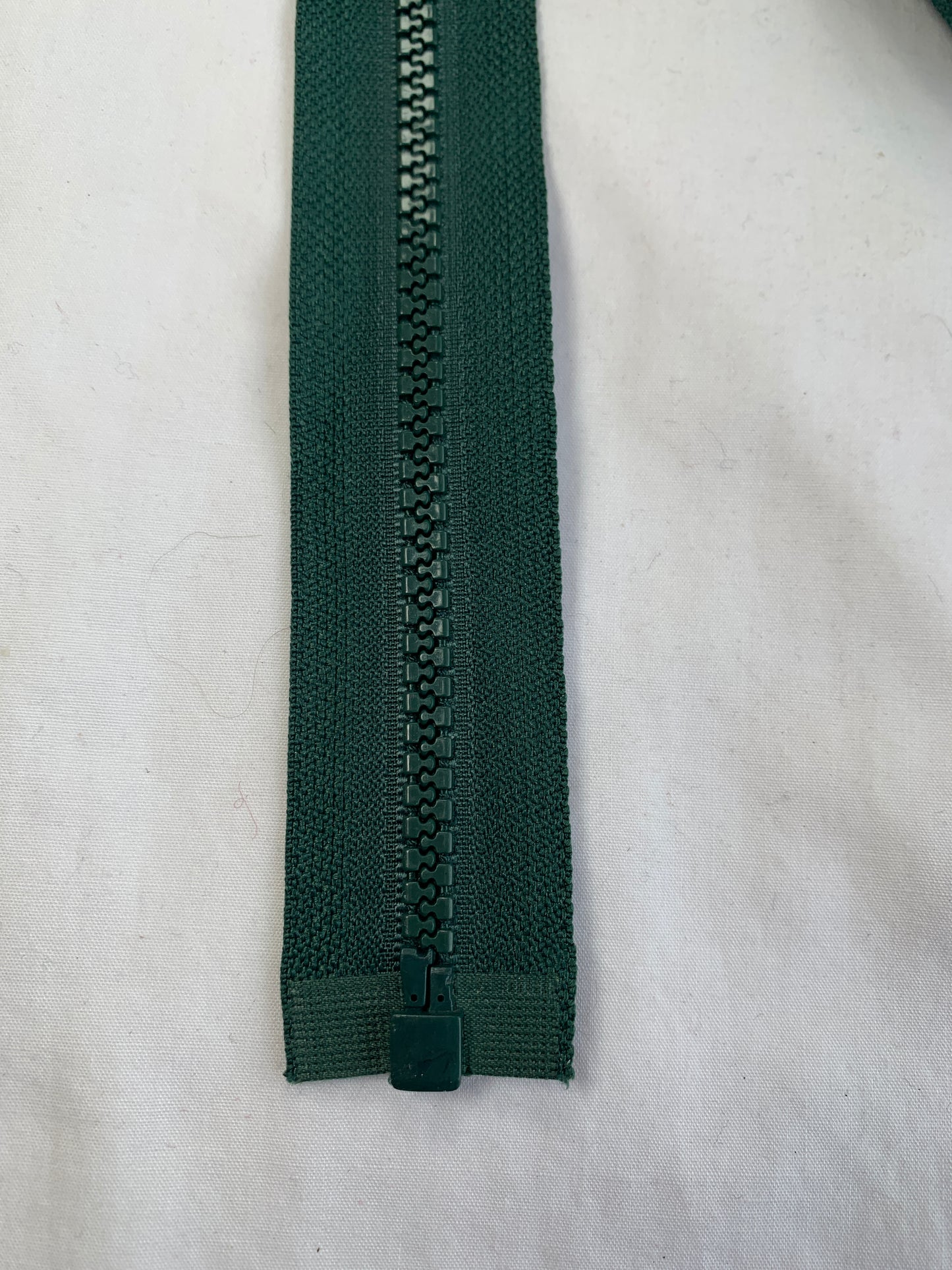 Molded Plastic Zipper, Separating, 26 Inch, Green Color, New