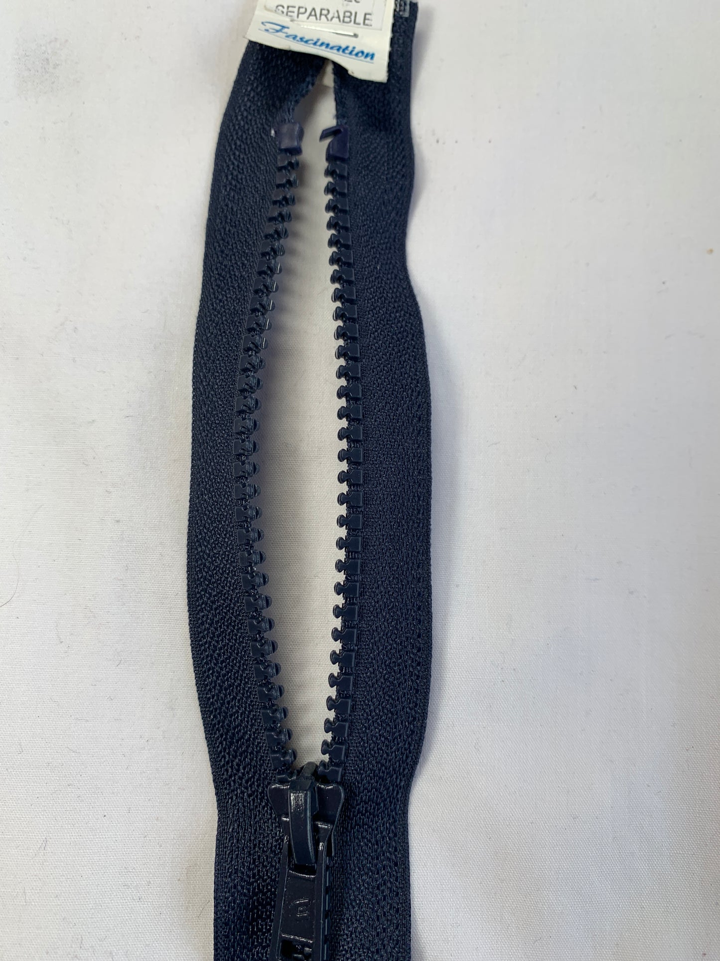 Molded Plastic Zipper, Separating, 26 Inch, Navy Blue Color, New