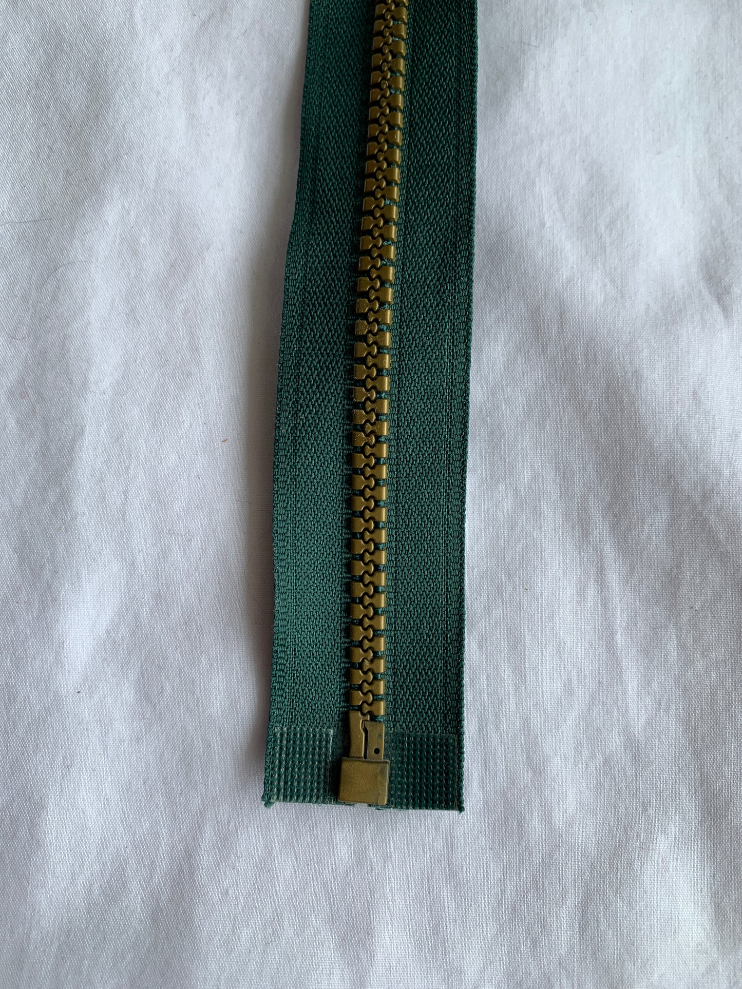 Molded Plastic Zipper, Separating, 24 Inch, Forest Green Color, New