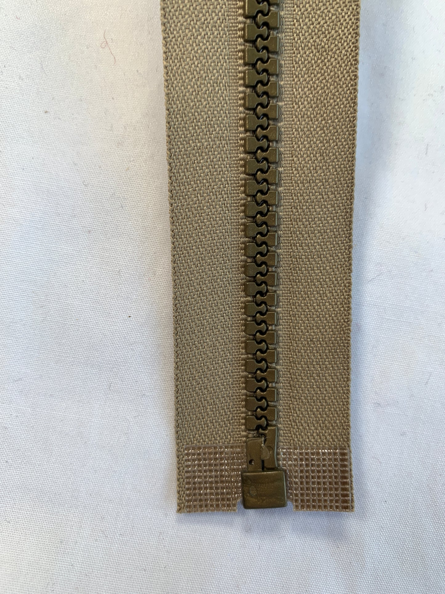 Molded Plastic Zipper, Separating, 28 Inch, Light Brown Color, New