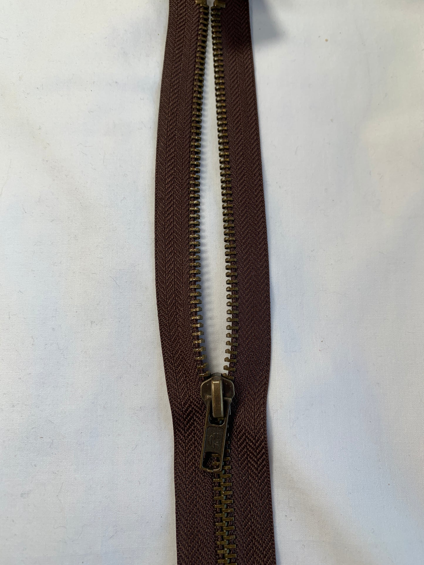 Molded Plastic Zipper, Separating, 28 Inch, Medium Brown Color, New