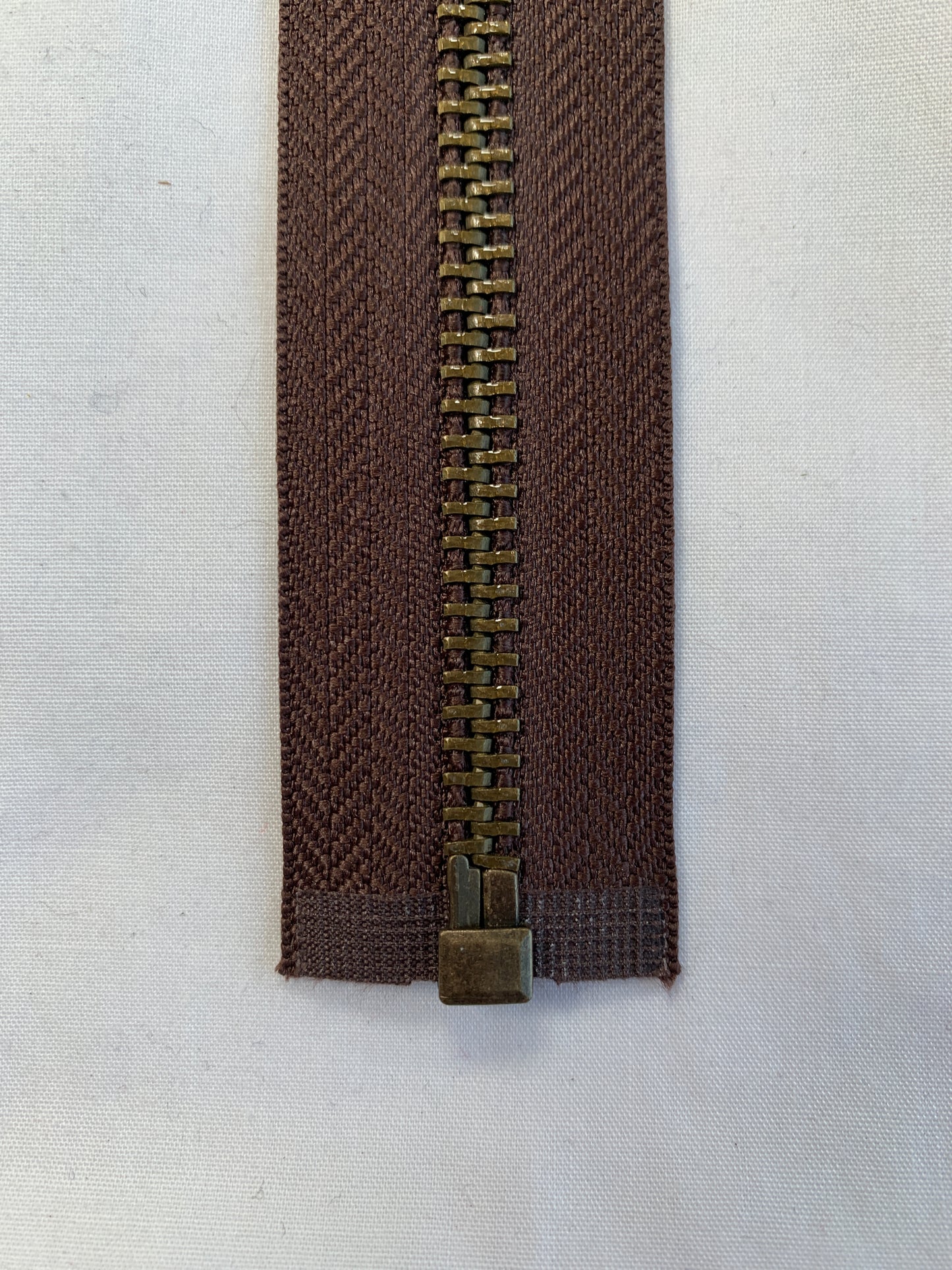 Molded Plastic Zipper, Separating, 28 Inch, Medium Brown Color, New