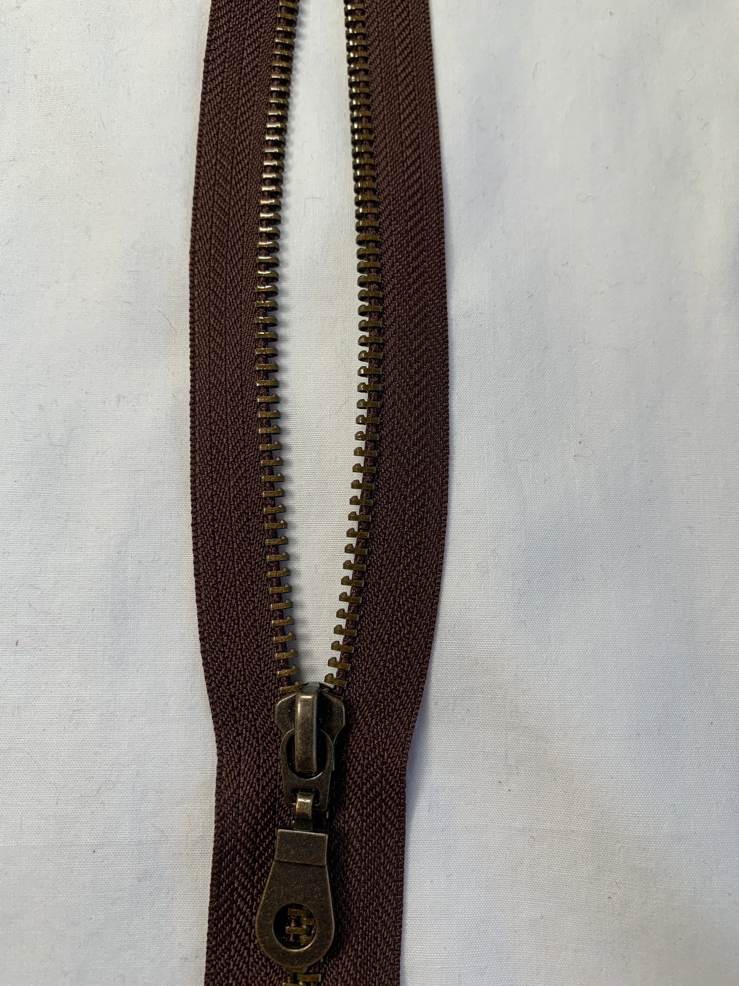 Molded Plastic Zipper, Separating, 28 Inch, Medium Brown Color, New