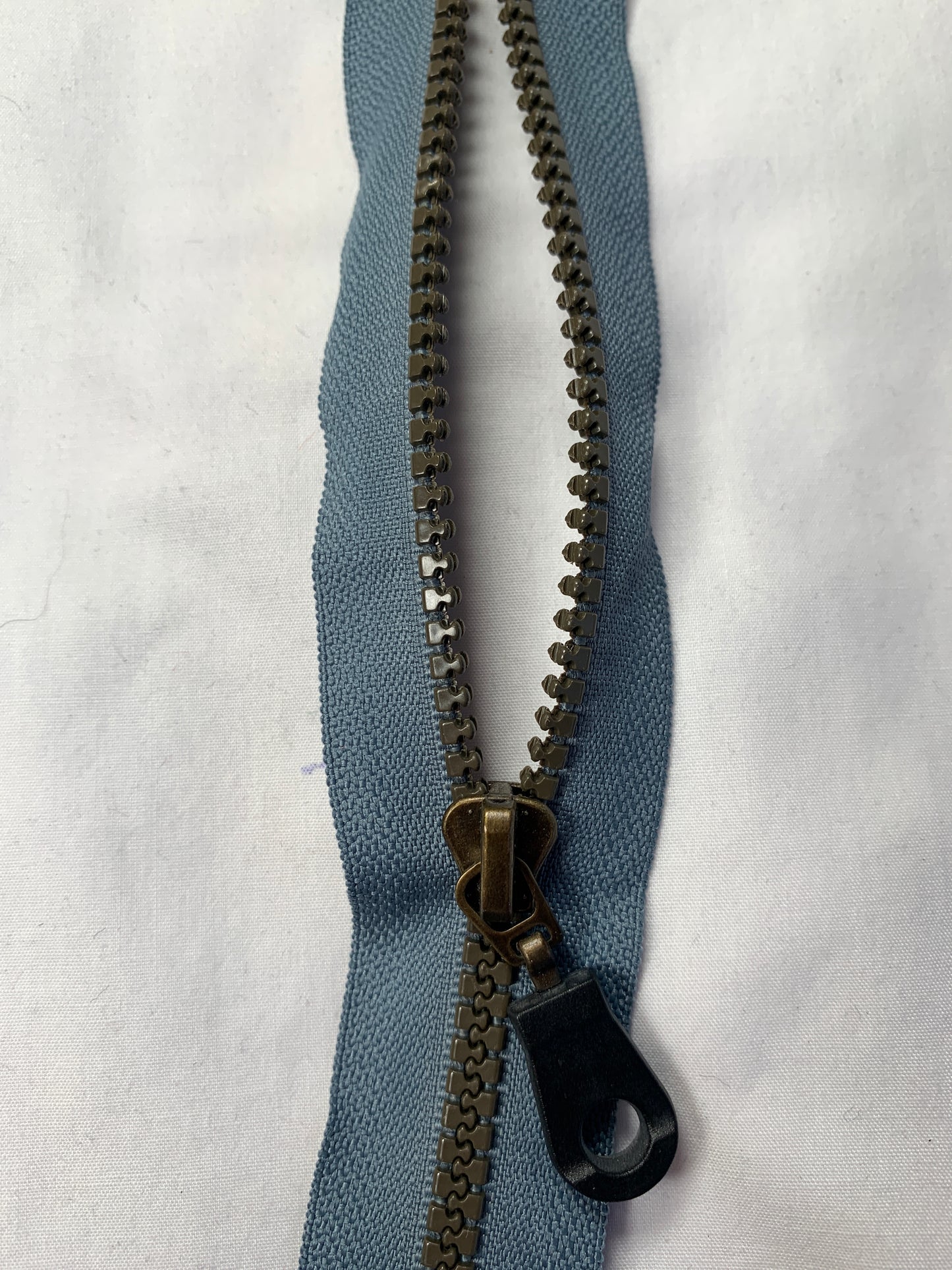 Molded Plastic Zipper, Separating, 28 Inch, Blueish Grey Color, New