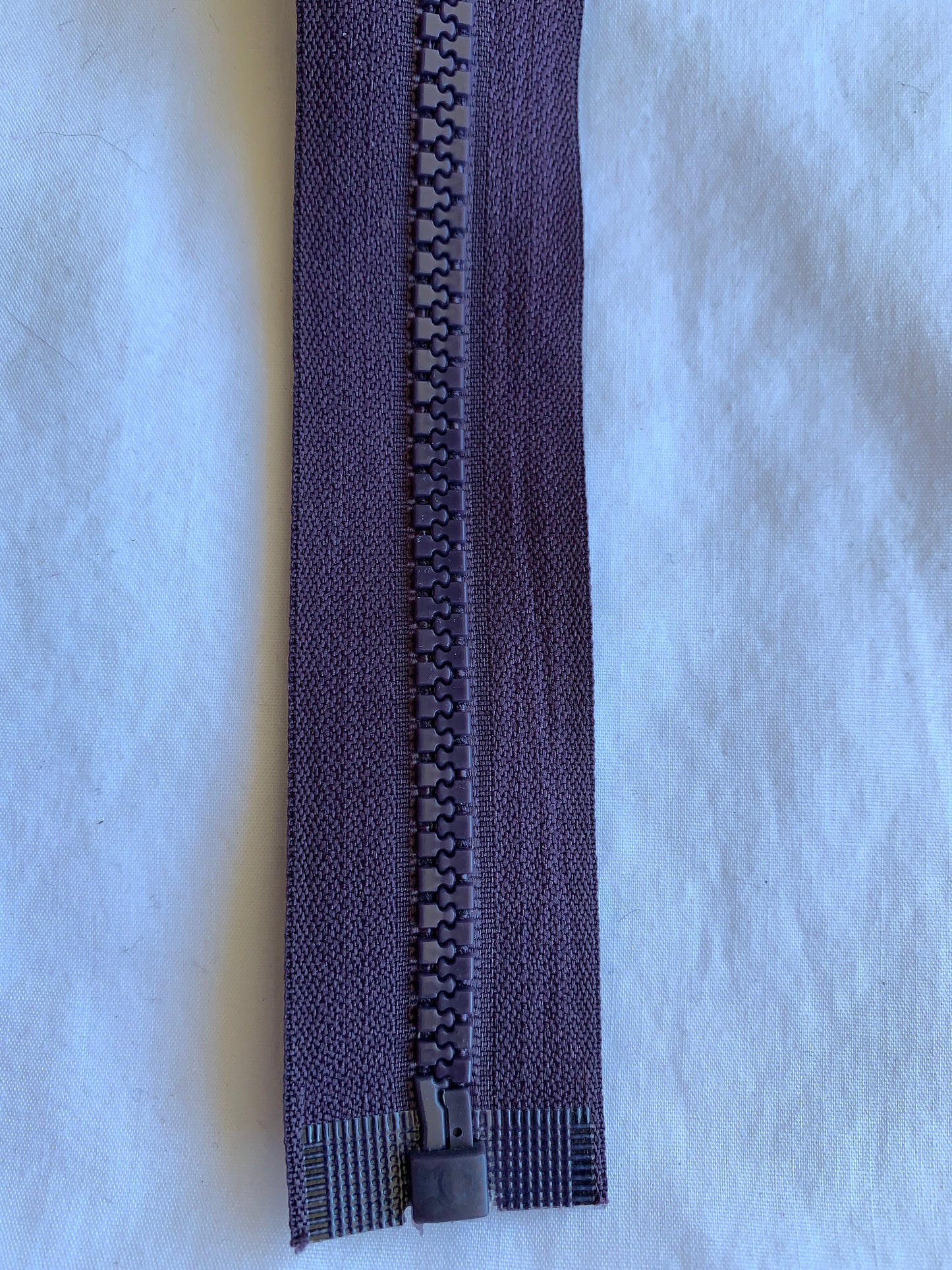 Molded Plastic Zipper, Separating, 20 Inch, Dark Violet Color, New