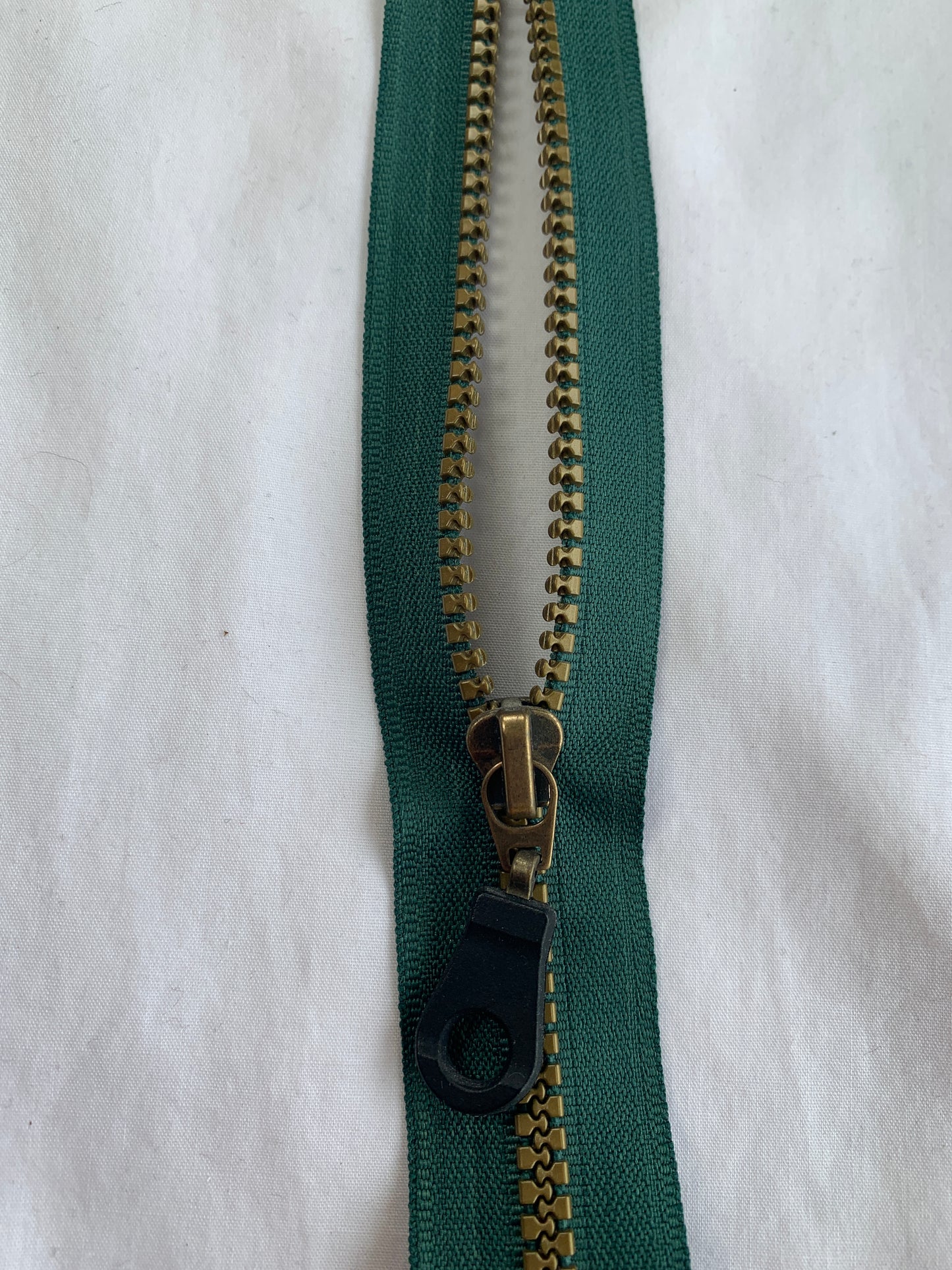 Molded Plastic Zipper, Separating, 12 Inch, Forest Green Color, New