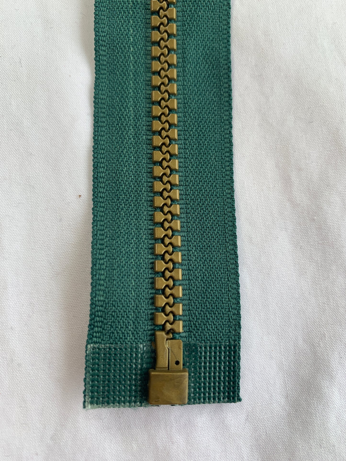 Molded Plastic Zipper, Separating, 12 Inch, Forest Green Color, New