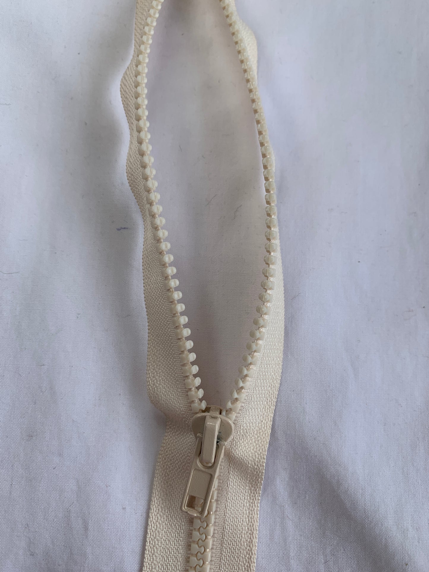 Molded Plastic Zipper, Separating, 16 Inch, Cream Color, New