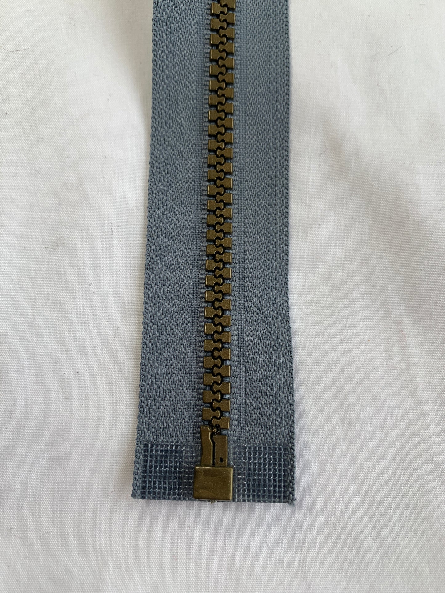 Molded Plastic Zipper, Separating, 20 Inch, Blueish Grey Color, New