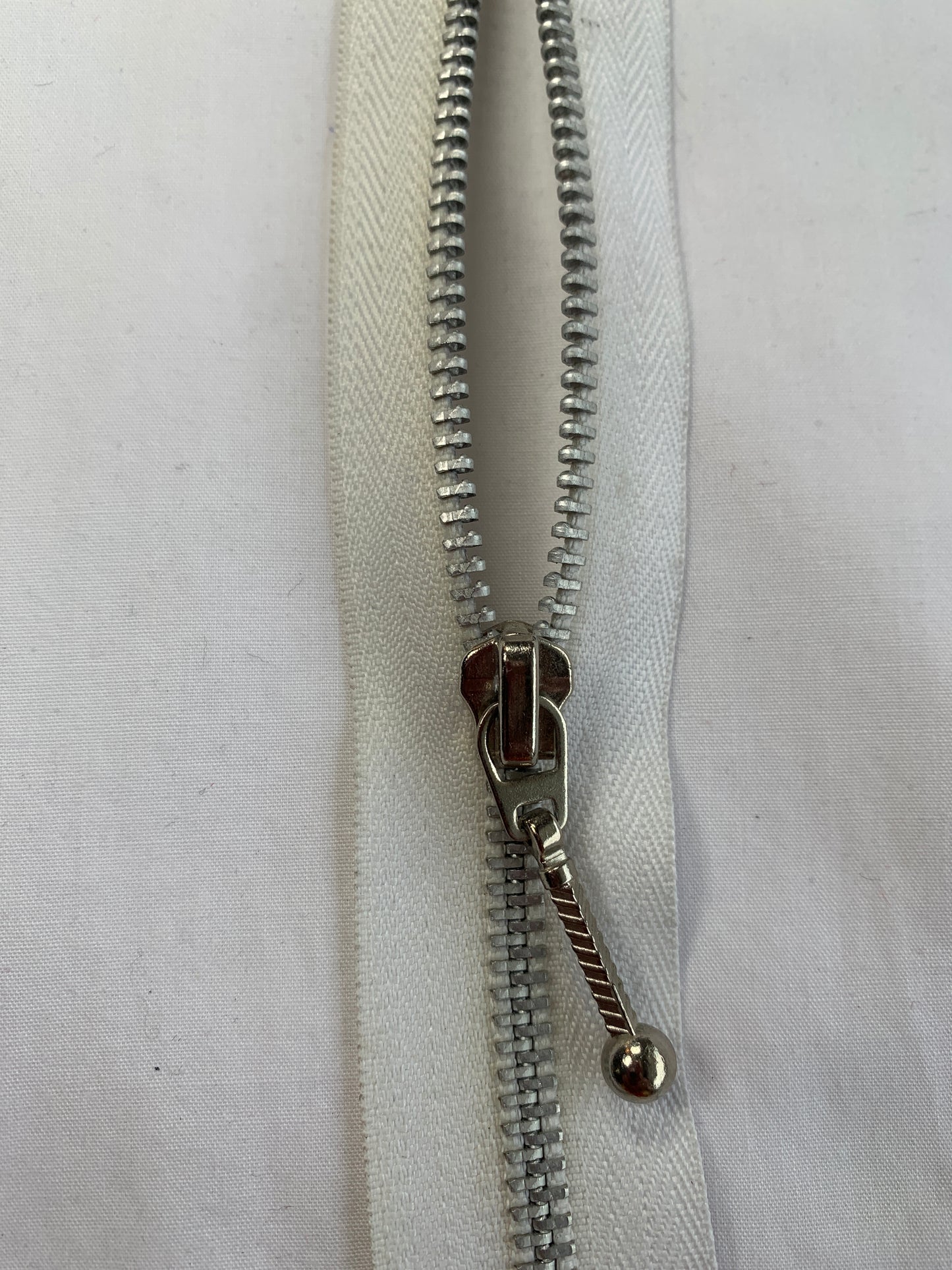 Metal Zipper, Separating, 14 Inch, White Color, New