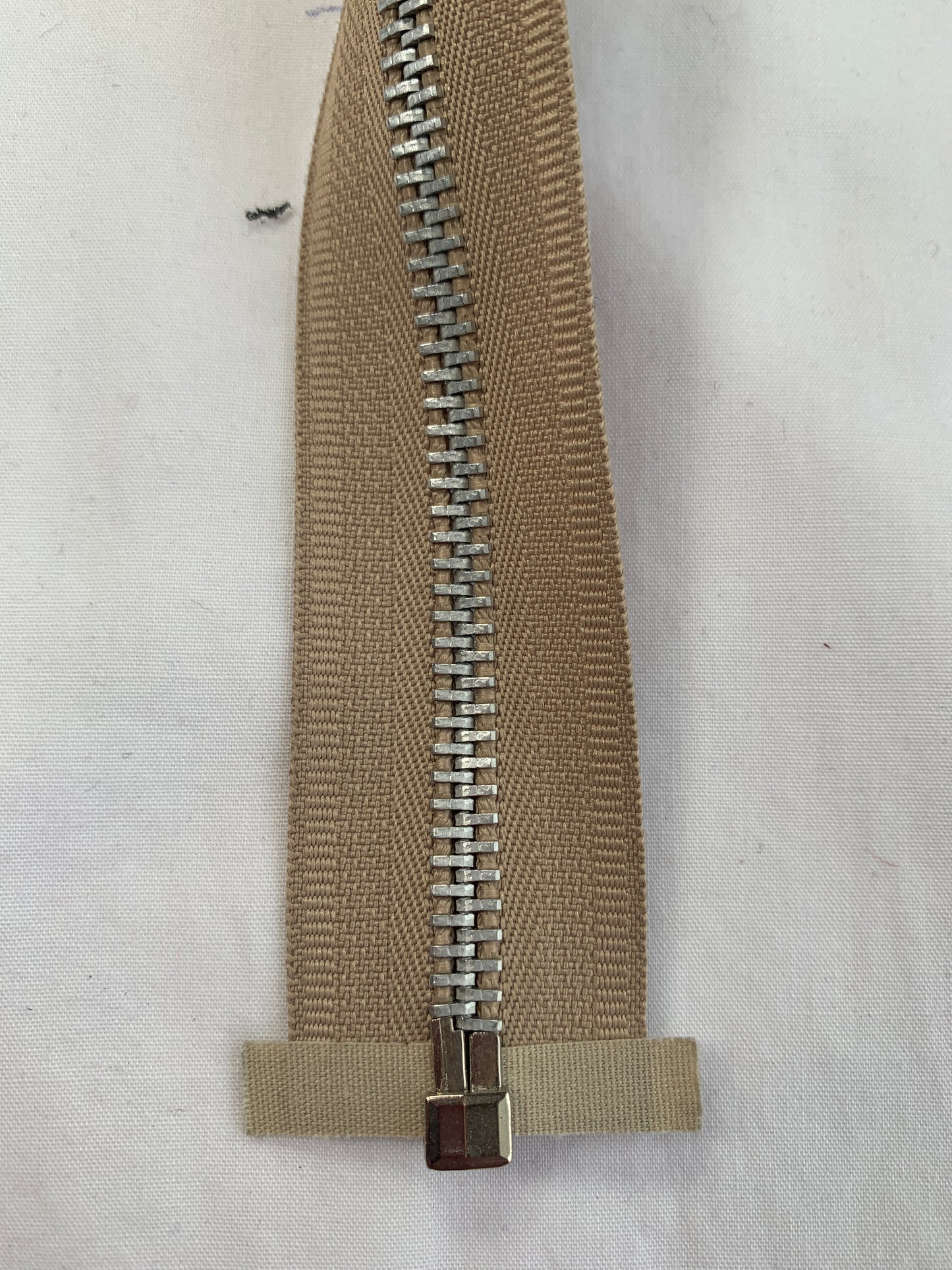 Metal Zipper, Separating, 22 Inch, Beige Color, New