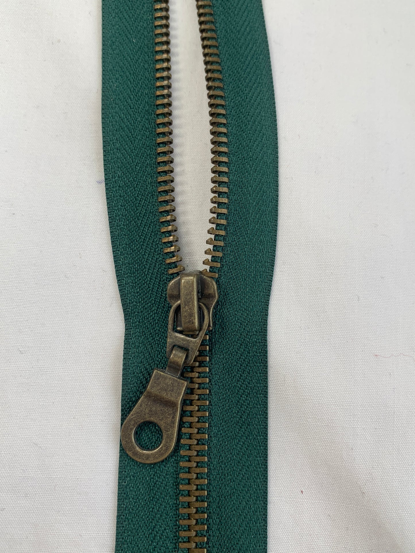 Metal Zipper, Separating, 22 Inch, Forest Green Color, New