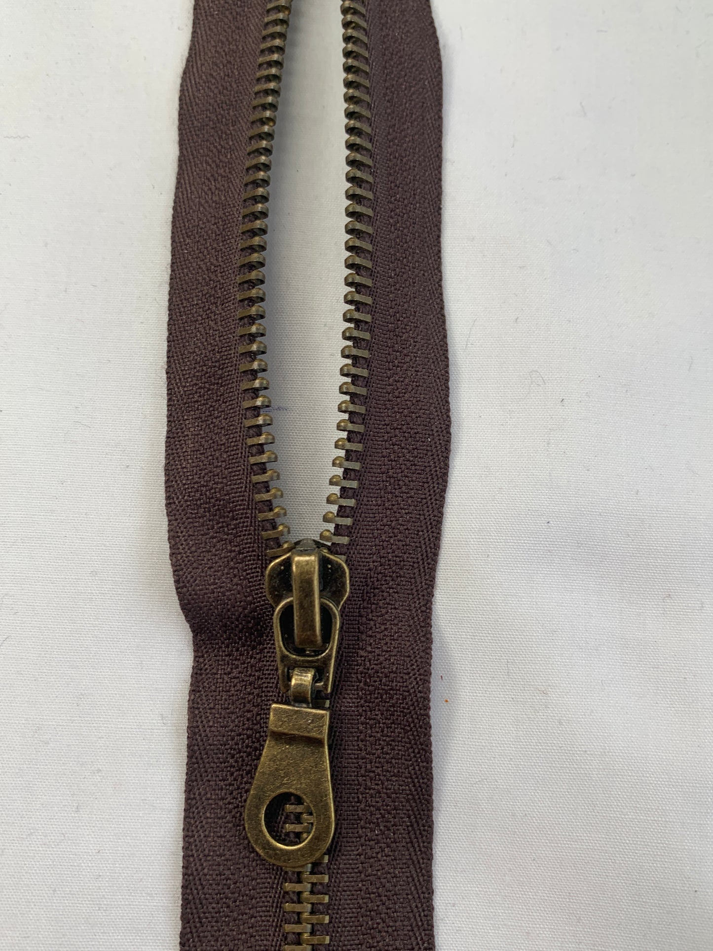 Metal Zipper, Separating, 22 Inch, Medium Brown Color, New