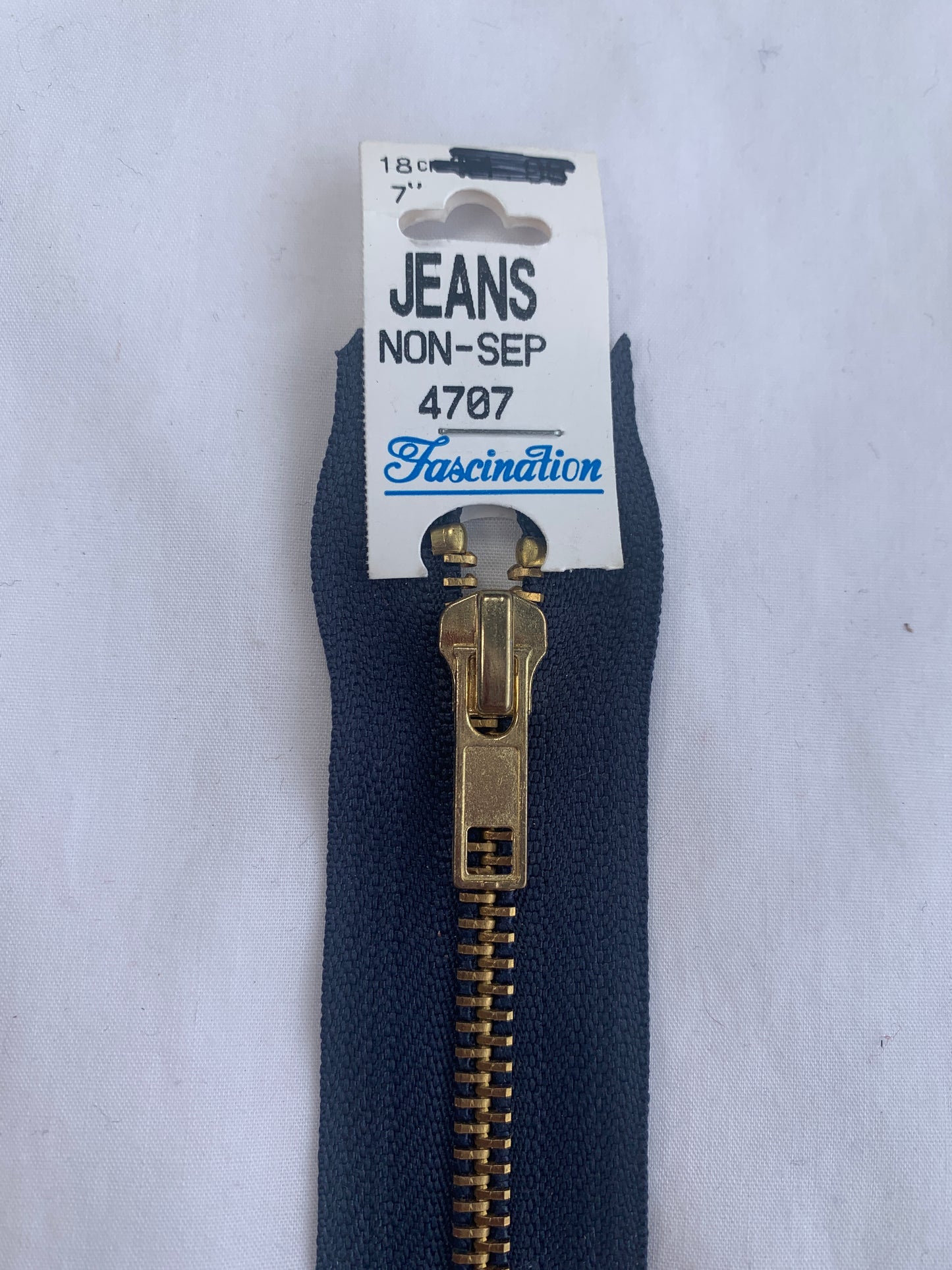 Metal Zipper, Non-Separating, 7 Inch, Navy Blue Color, New